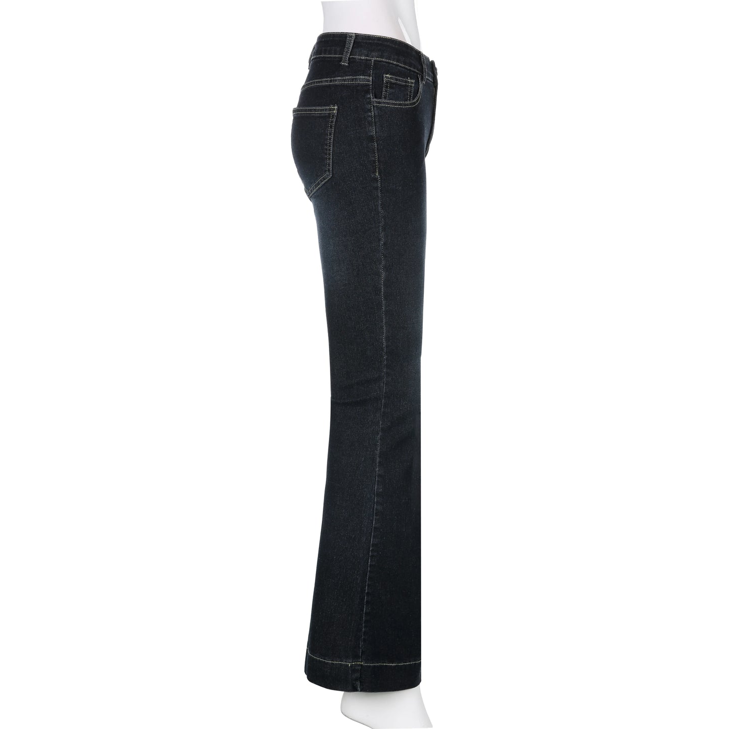 Rockmore Vintage Flare Jeans Women Low Rise Fashion Washed Jean Pants Y2K Aesthetic High Street Denim Trousers Korean Casual New