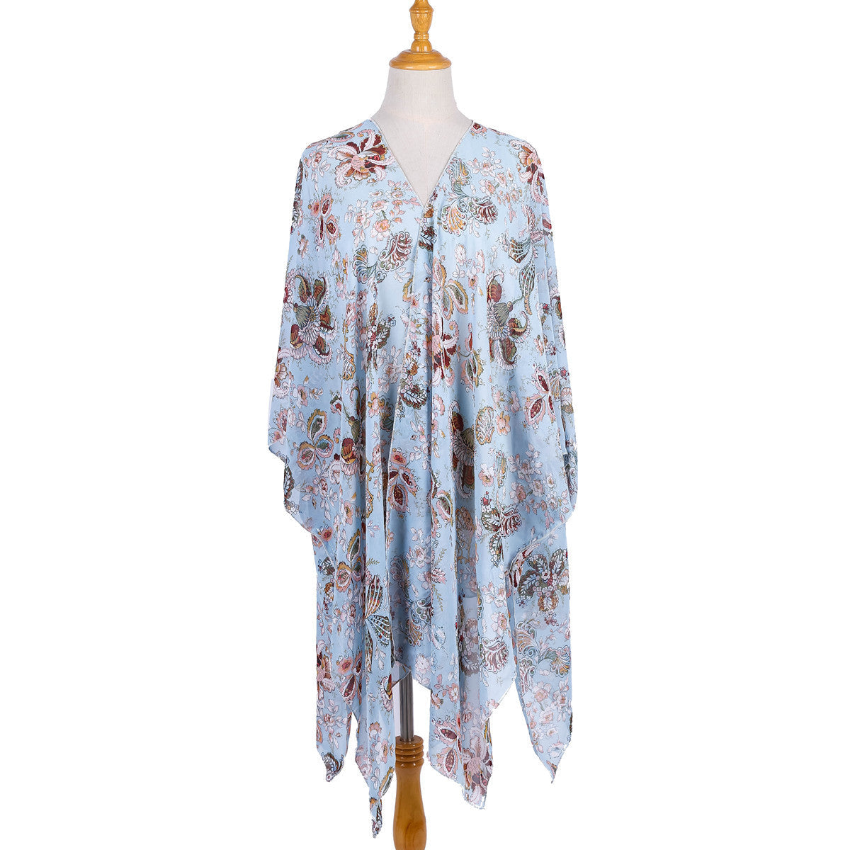 Retro Ethnic Print Elegant Socialite Beach Sun Protection Blouse Swimwear Cover up