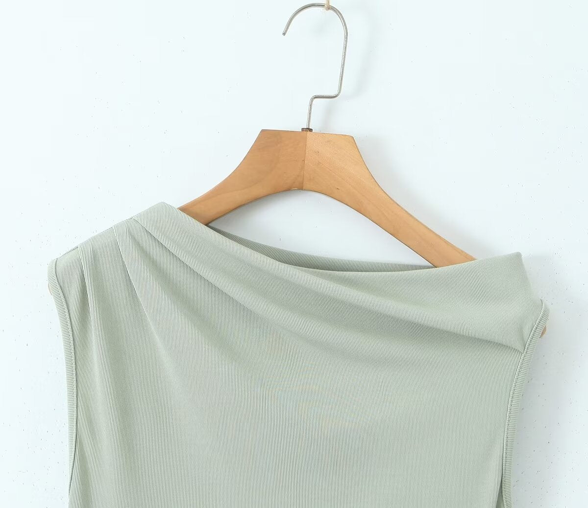 Summer Shoulder Asymmetric Sleeves Side Drawstring Bag Hip Dress Short Dress