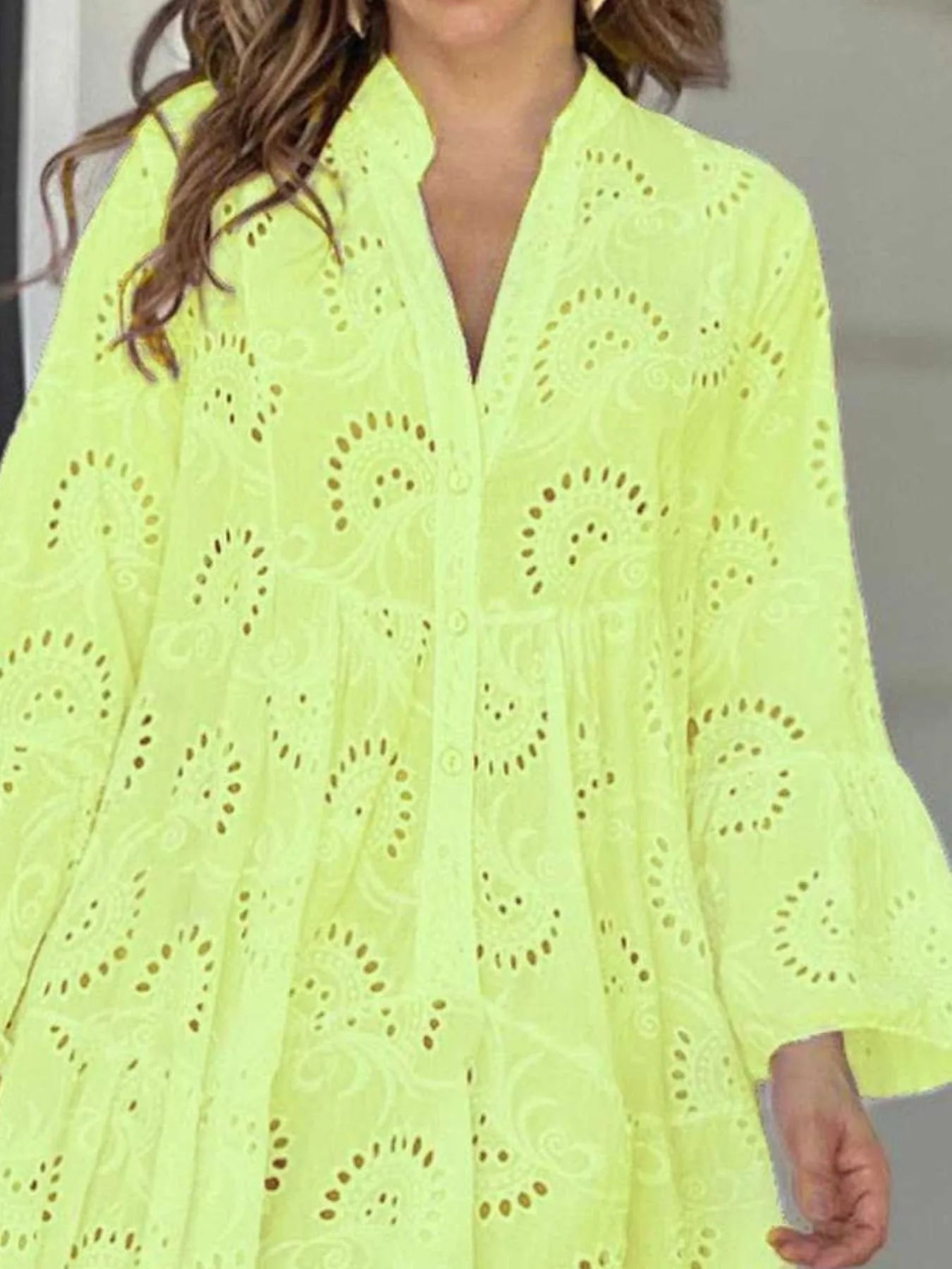 Eyelet Ruffled Hem Tiered Dress Plus Size