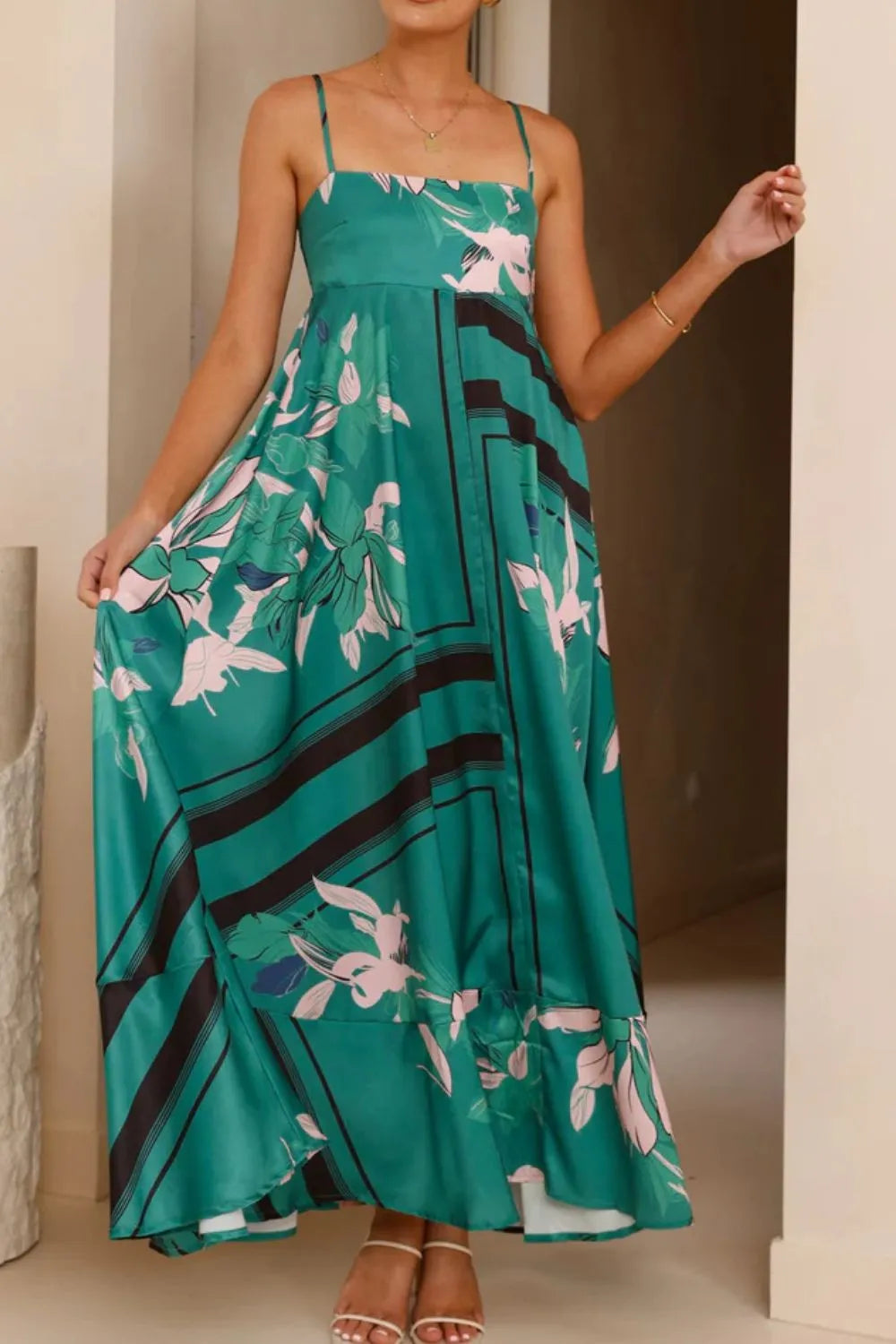 Printed Square Neck Cami Maxi Dress