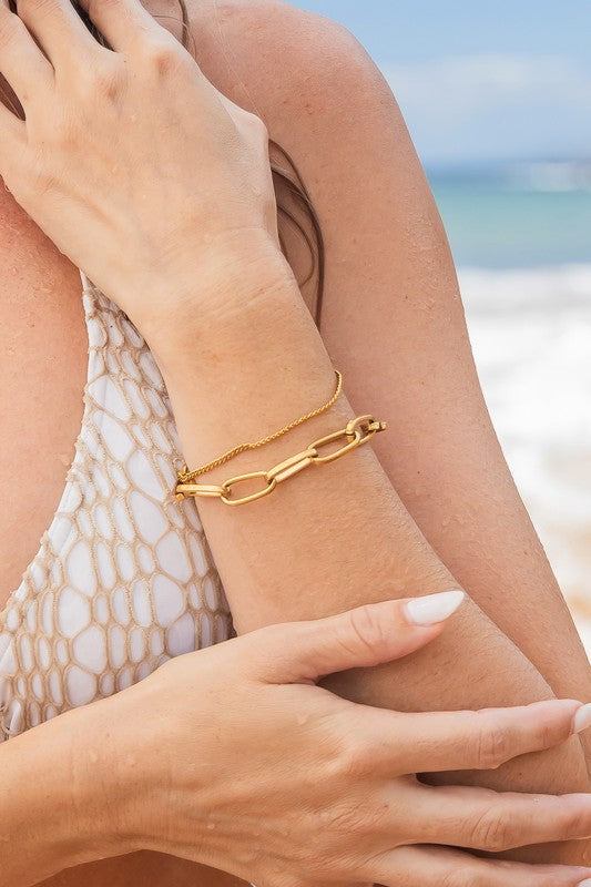 BRACELET TROMBONE EN ACIER INOXYDABLE 18 CARATS