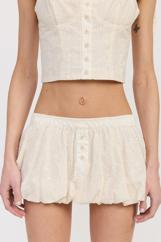 BUBBLE MINI SKIRT WITH ELASTIC WAISTBAND