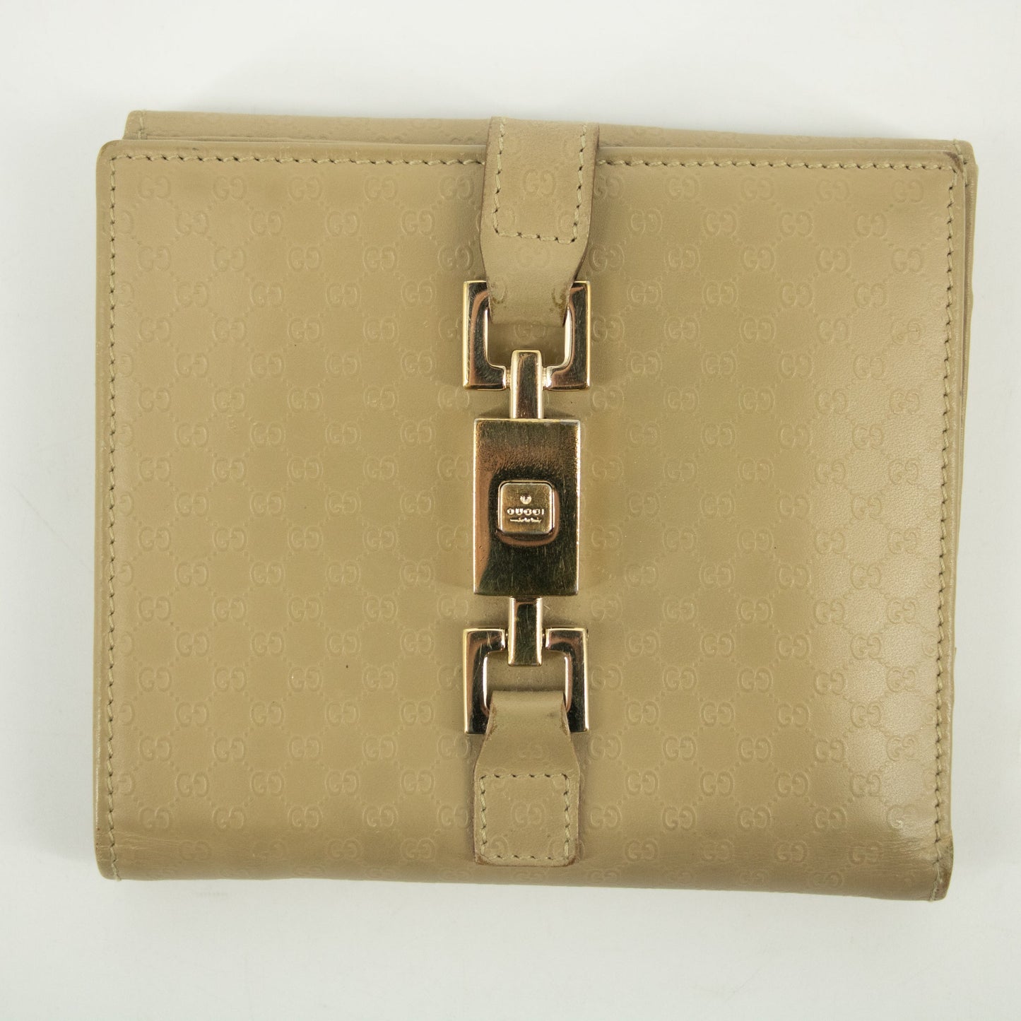 Gucci Beige Jackie Micro Guccisima Leather Compact Wallet #2390