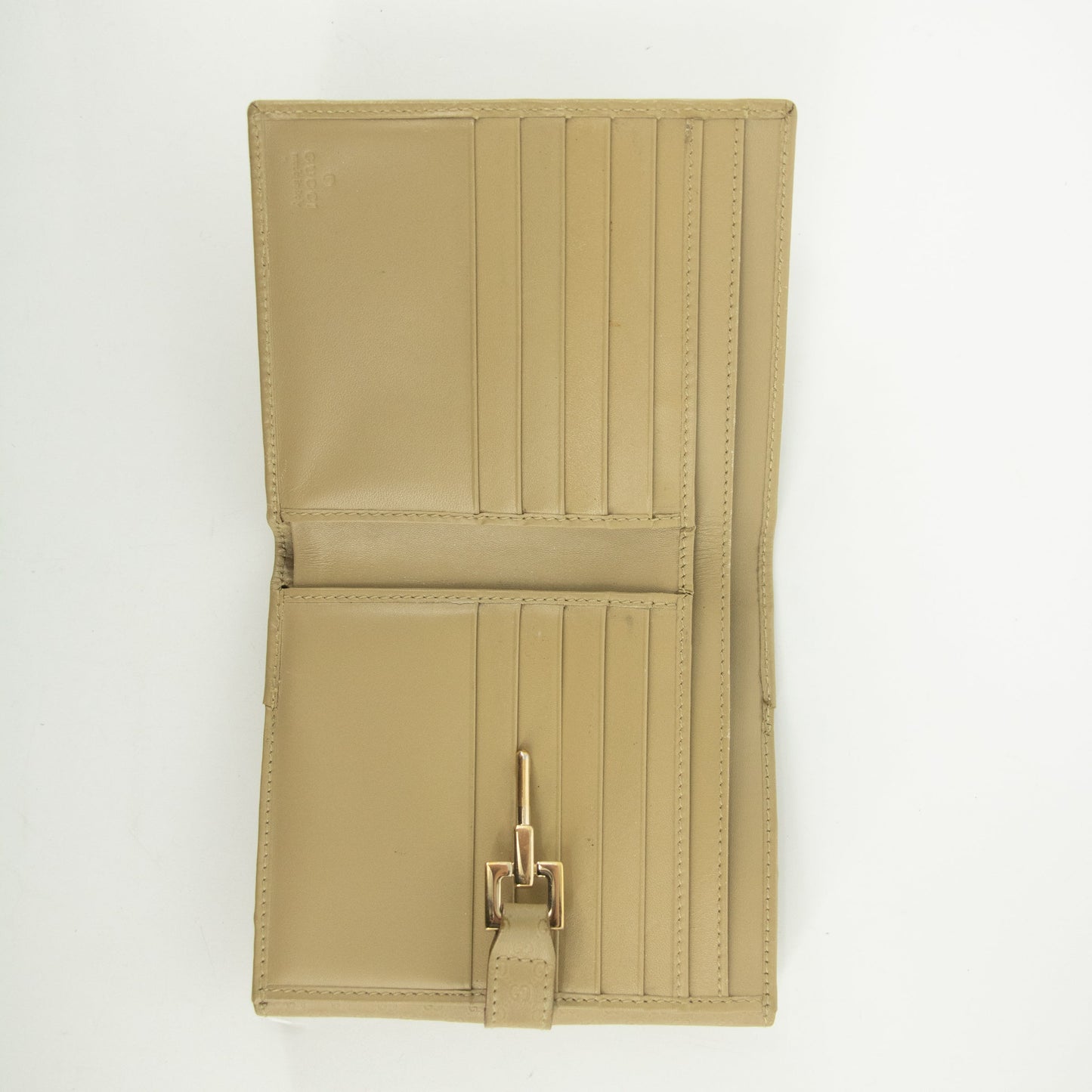Gucci Beige Jackie Micro Guccisima Leather Compact Wallet #2390