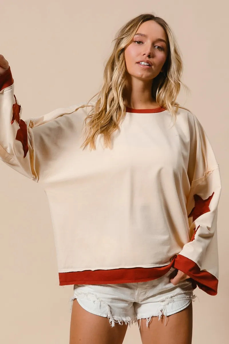 BiBi French Terry Patch Detail Sweatshirt With Red Stars