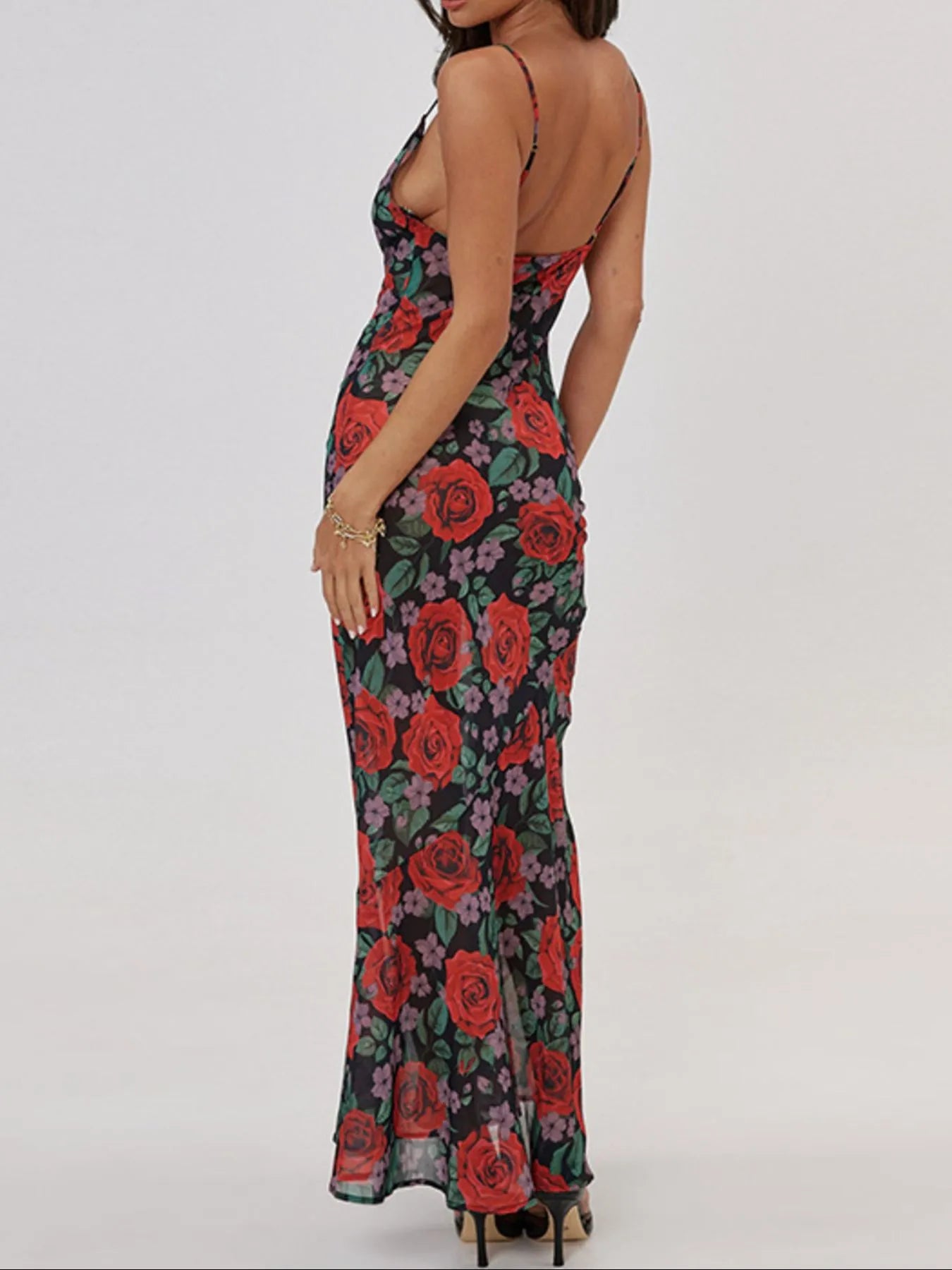 Floral Print Bodycon Maxi Dress