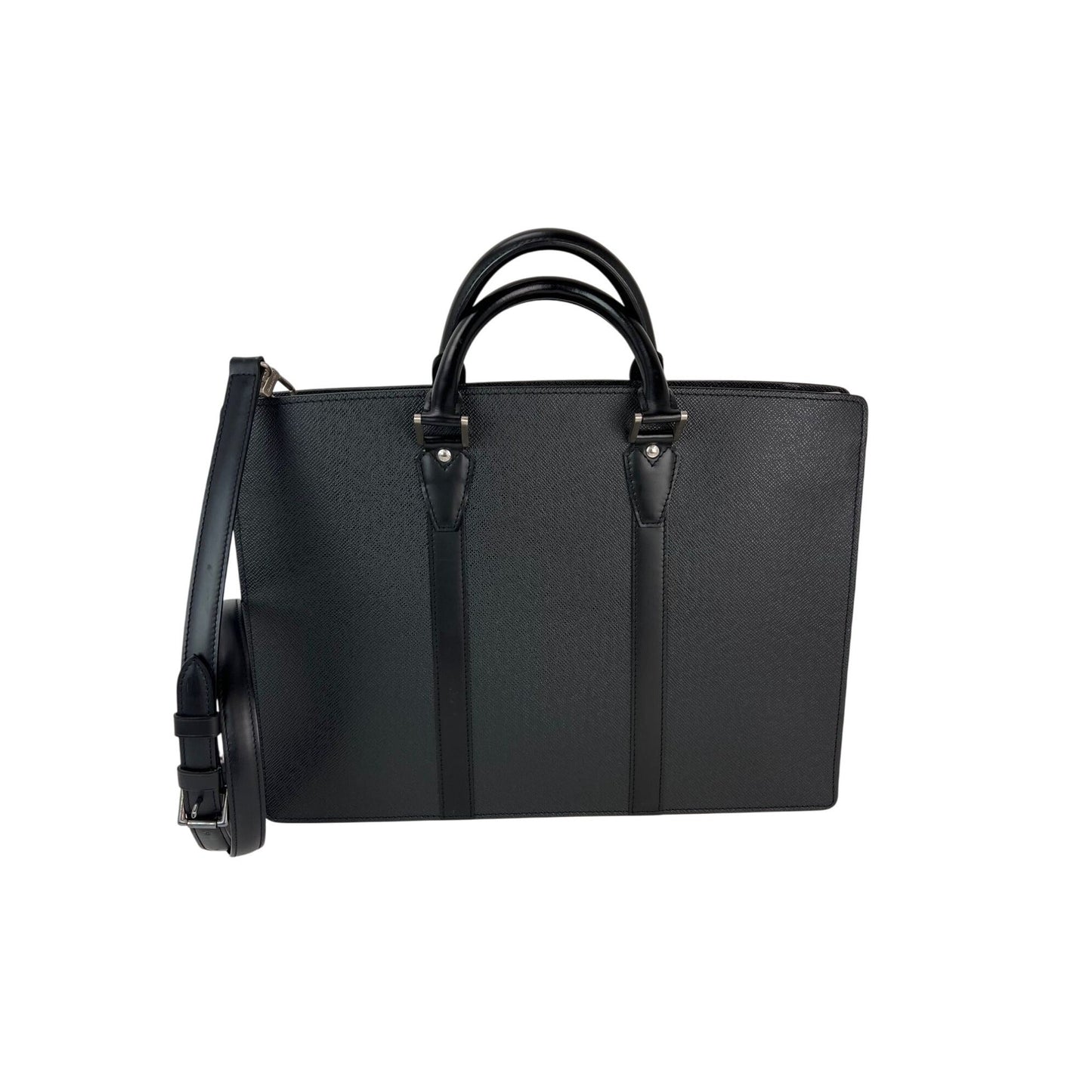 Louis Vuitton Taiga Lozan Ardoise Porte-documents en cuir noir Homme