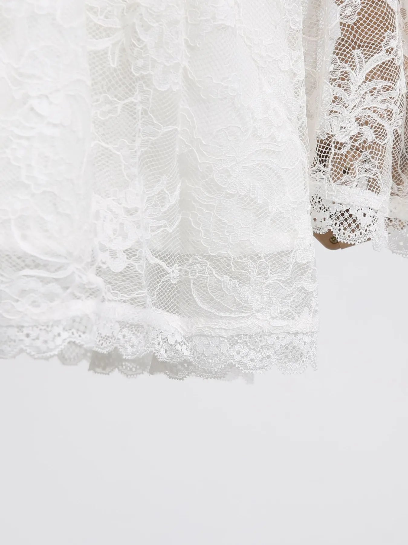 Square Neck Lace Long Sleeve Dress