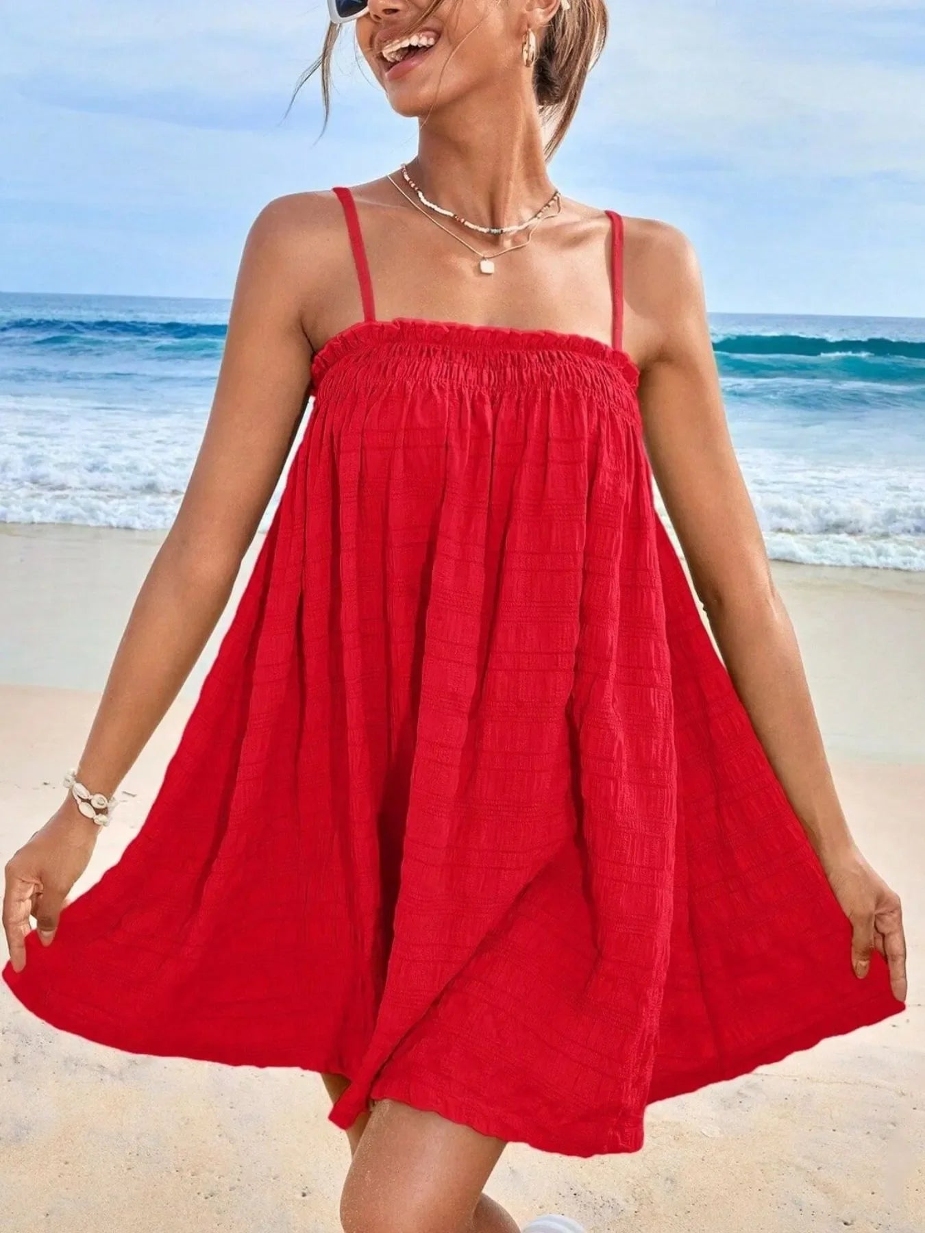 Frill Textured Mini Cami Dress