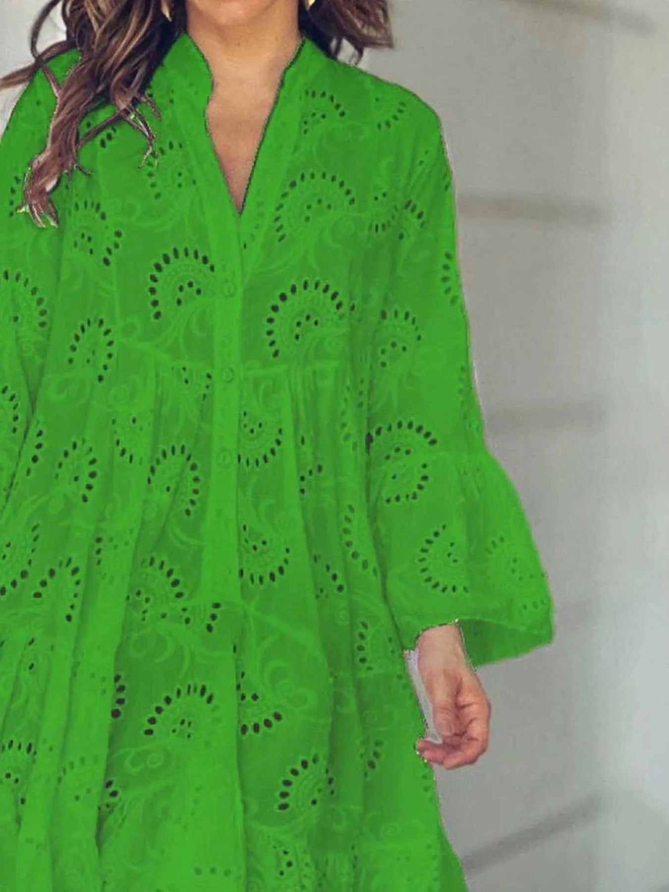 Eyelet Ruffled Hem Tiered Dress Plus Size