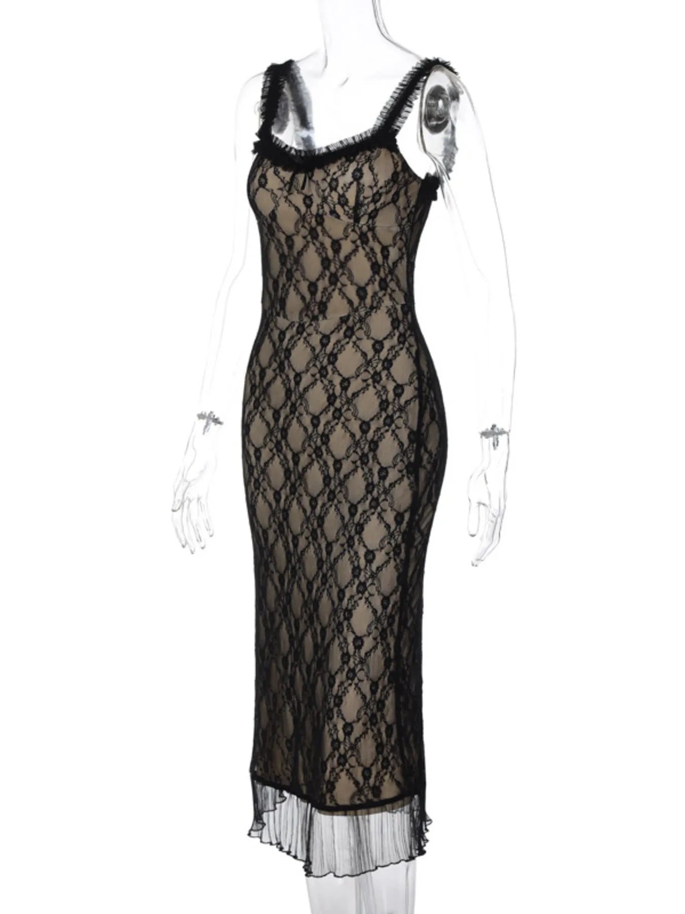 Lace V-Neck Midi Cami Dress