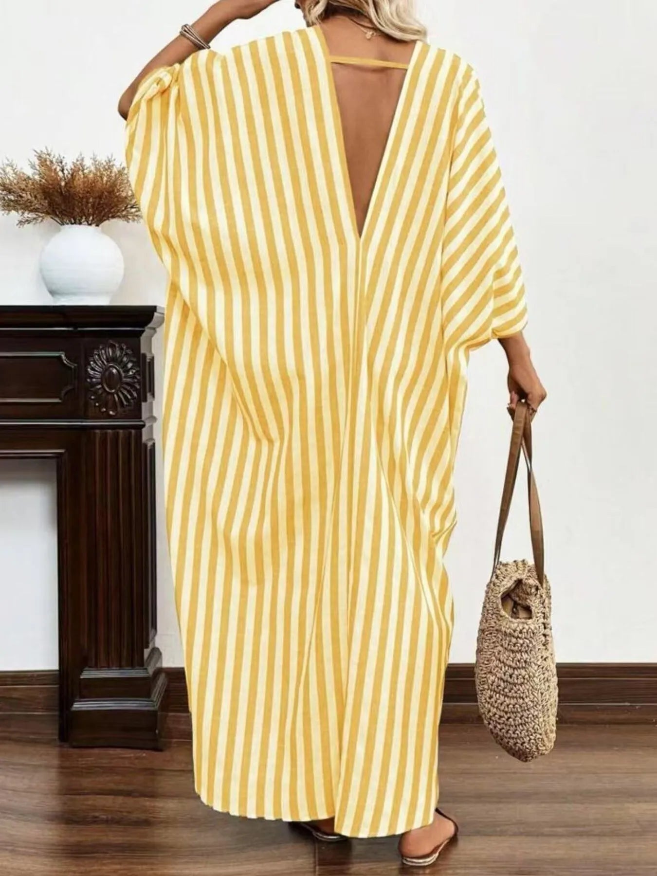 Striped V-Neck Maxi Dress
