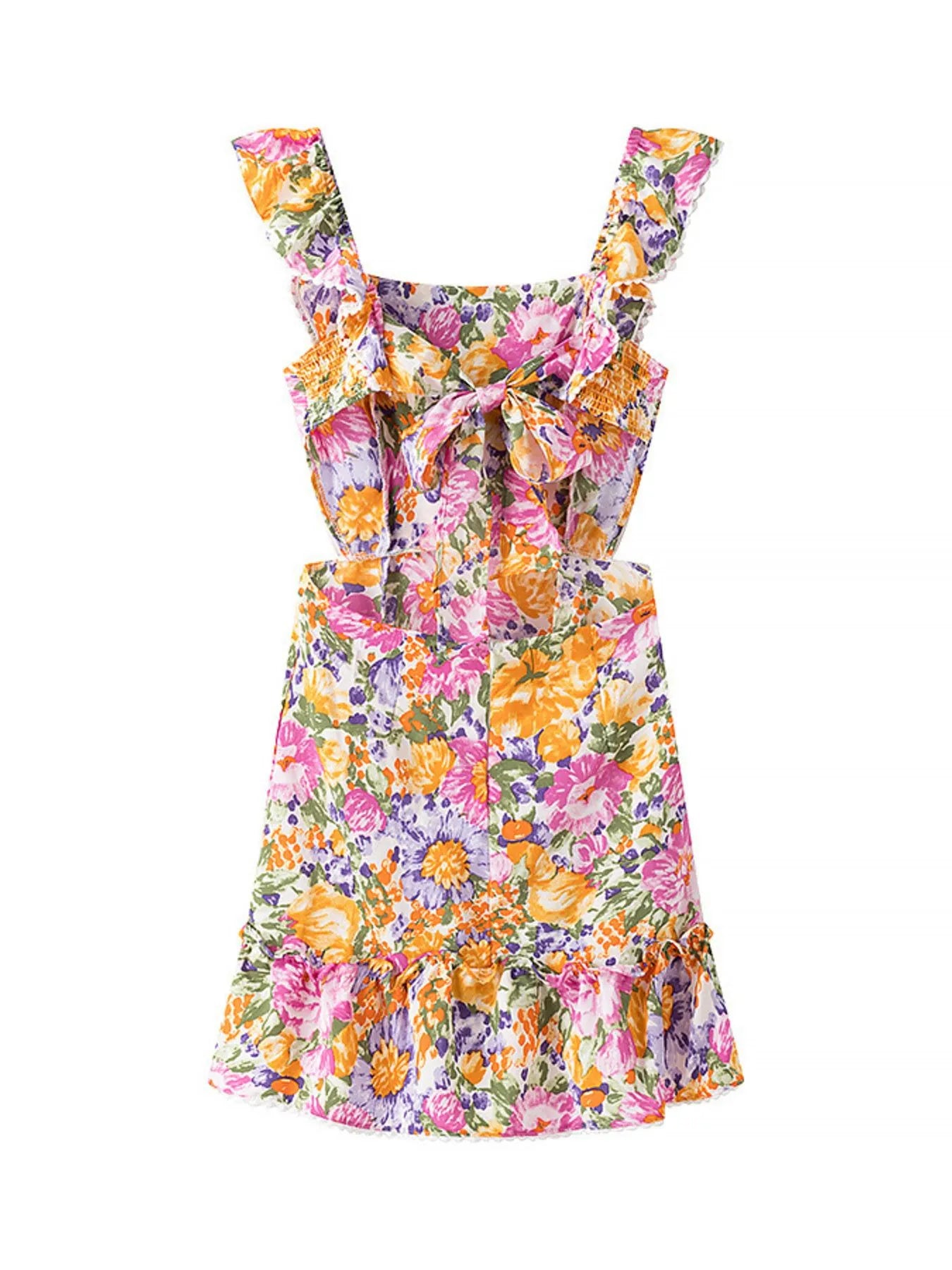 Floral Print Ruffled Hem Dress