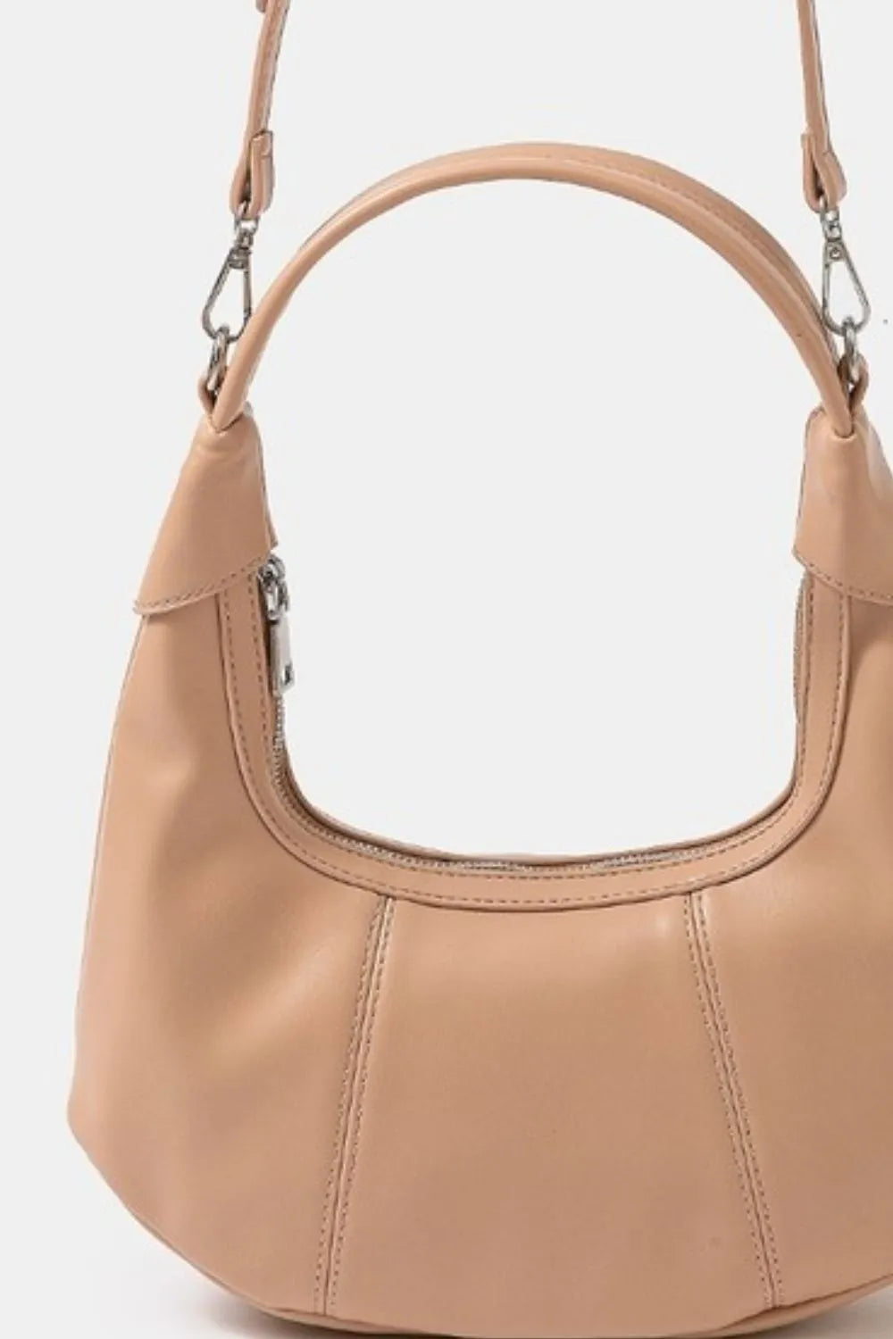 Fame Faux Leather Round Multi Panel Crossbody Handbag