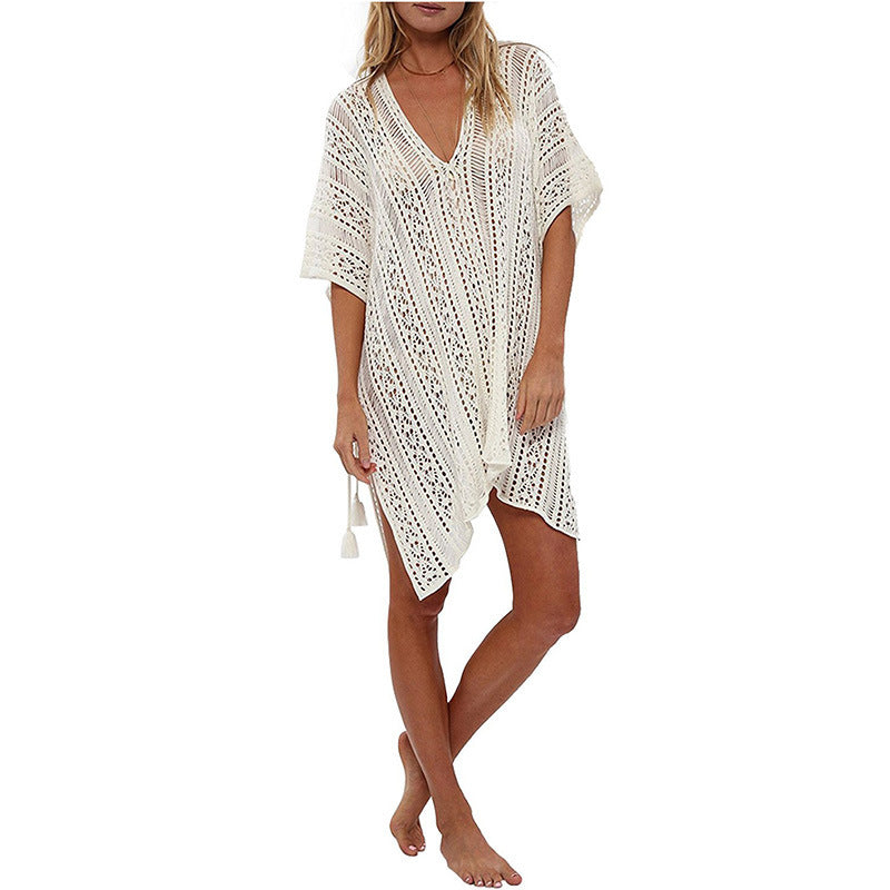 Bikini Hollow Out Cutout Beach Vacation Blouse Knitted Sunscreen Swimsuit for Women Crochet Crochet hook