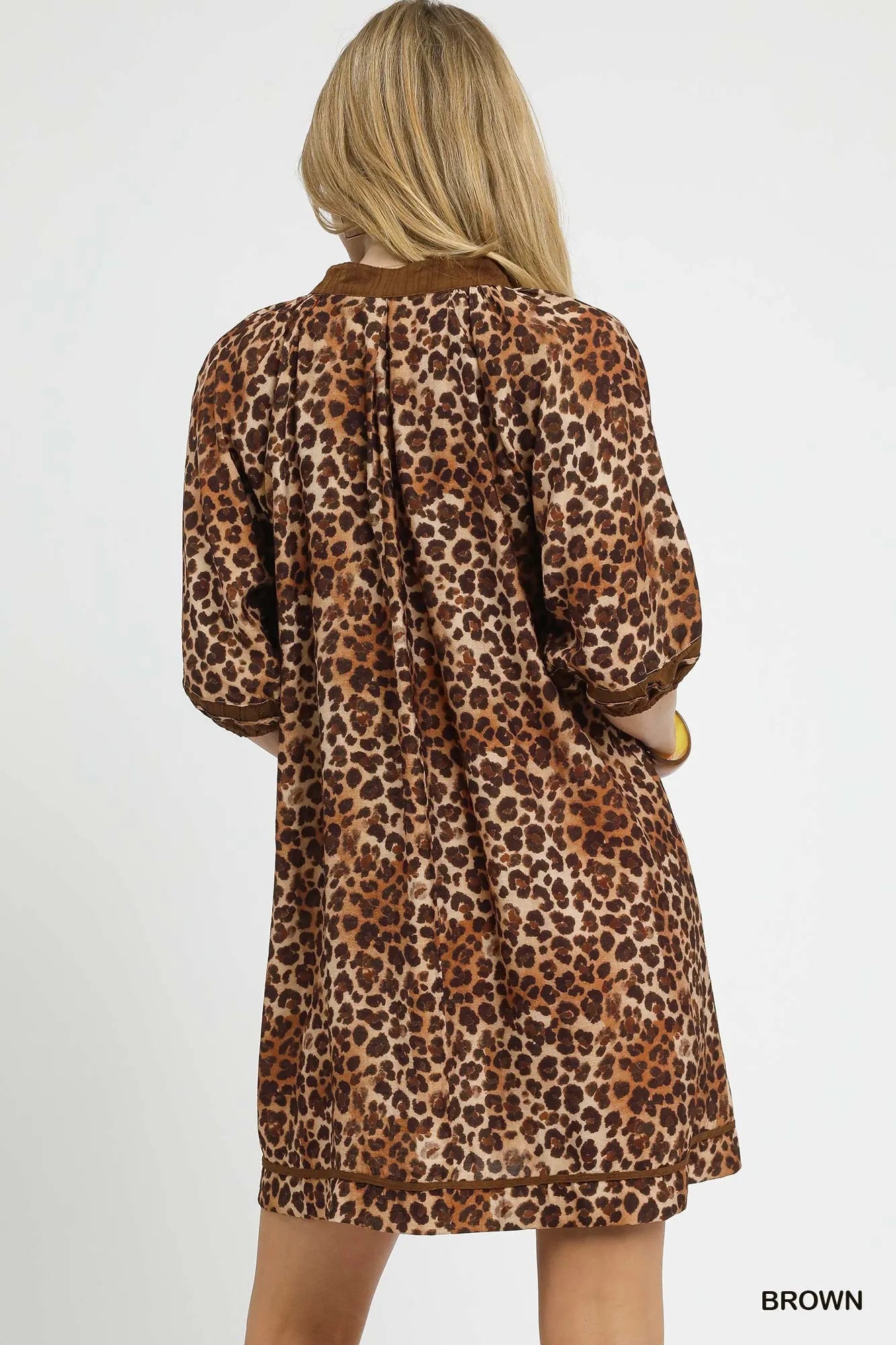 Leopard Print Mini Dress with Contrast Trim Plus Size