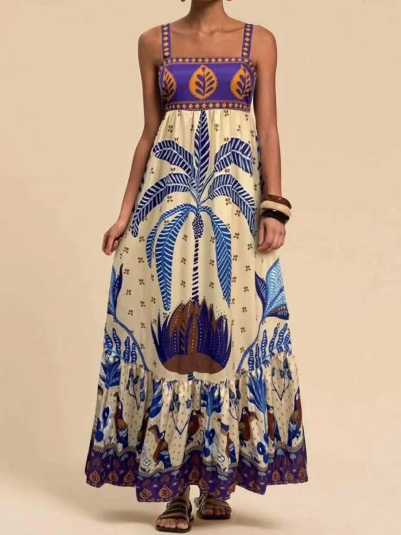 Tropical Print Maxi Cami Dress