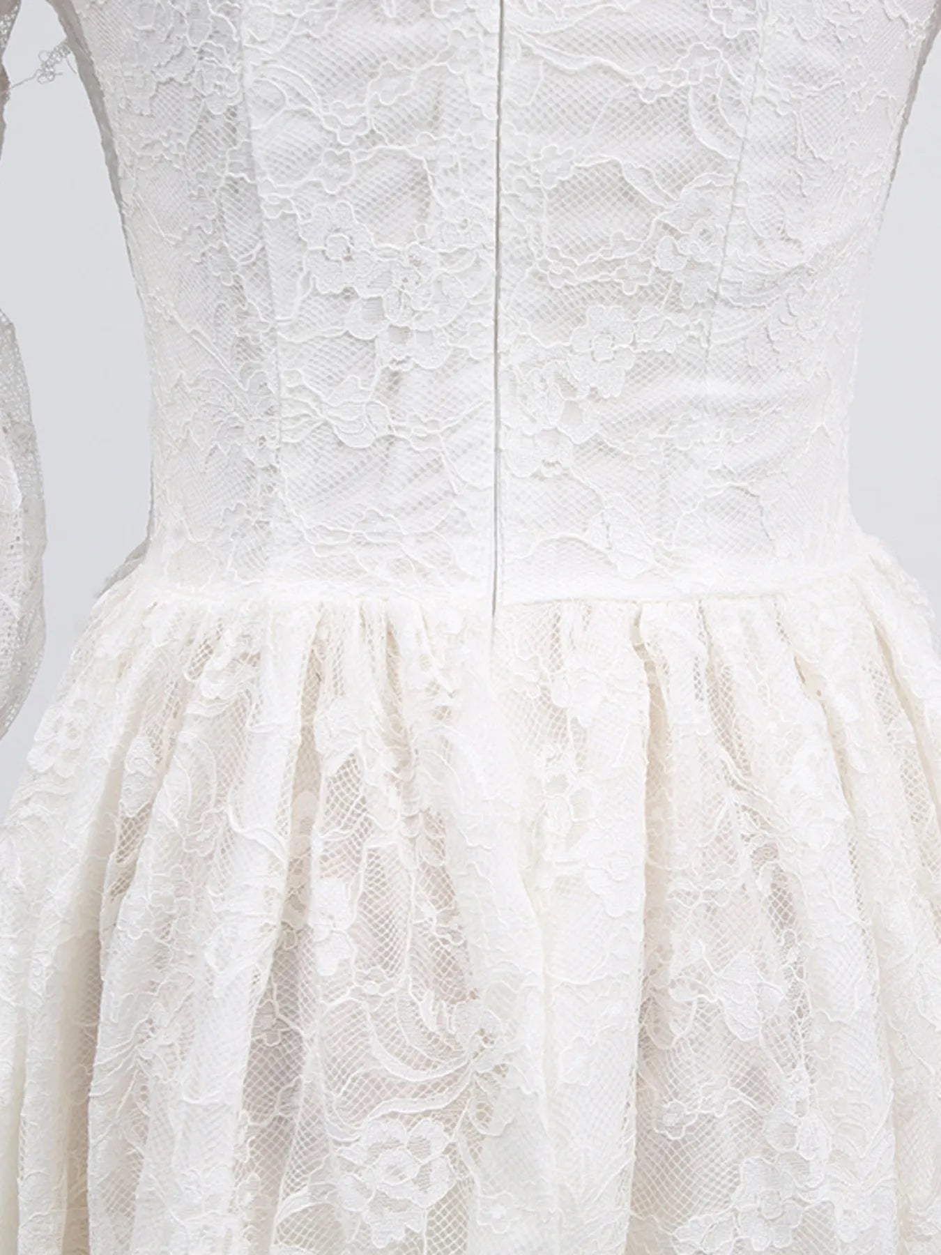 Square Neck Lace Long Sleeve Dress
