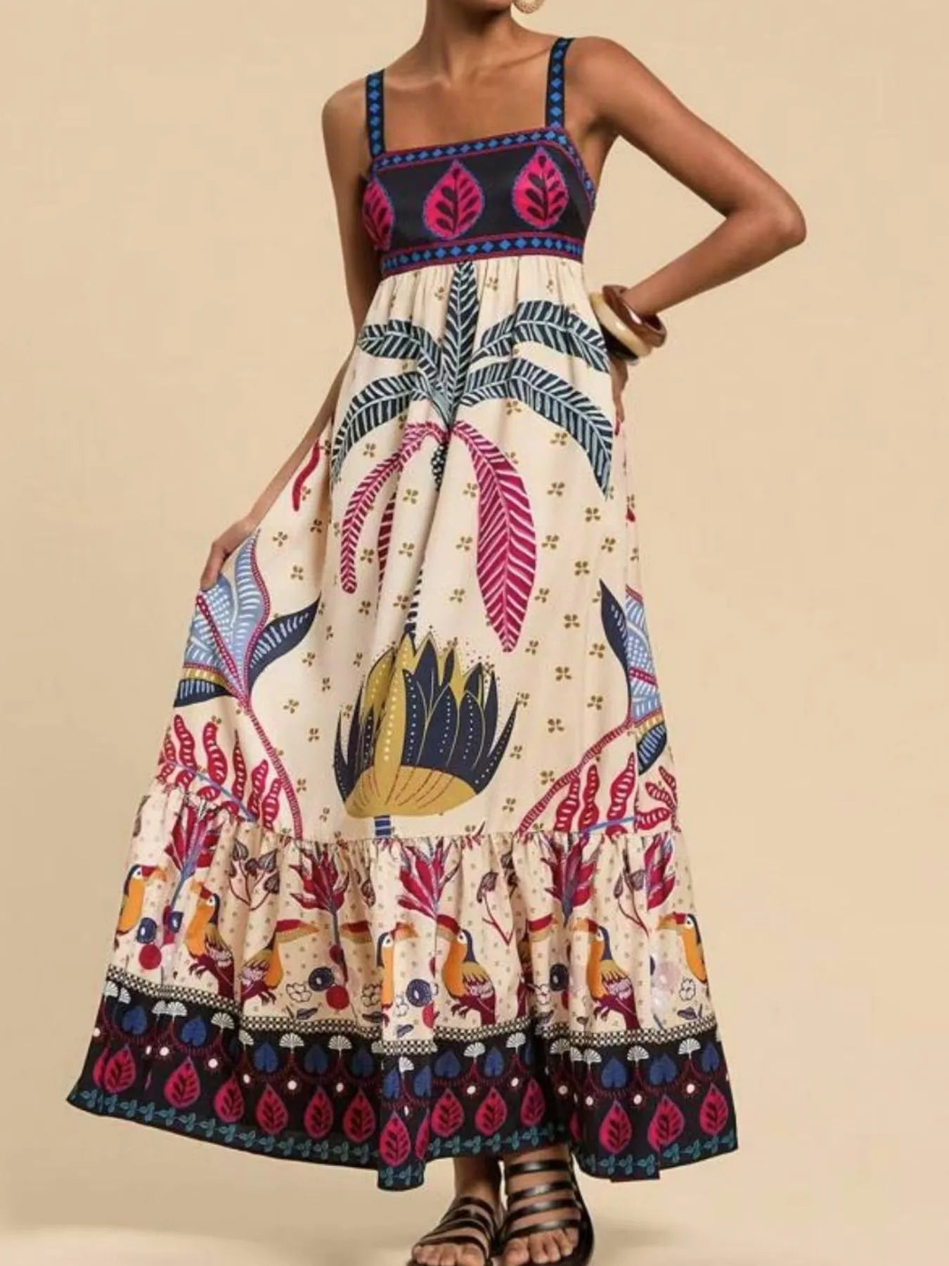 Tropical Print Maxi Cami Dress