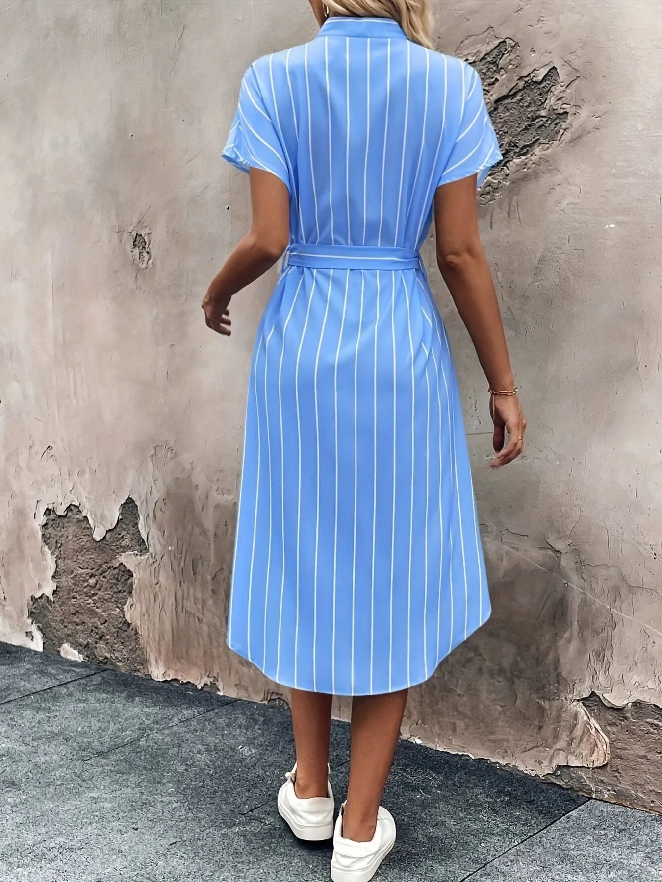 Striped Button-Down Shirt Dress