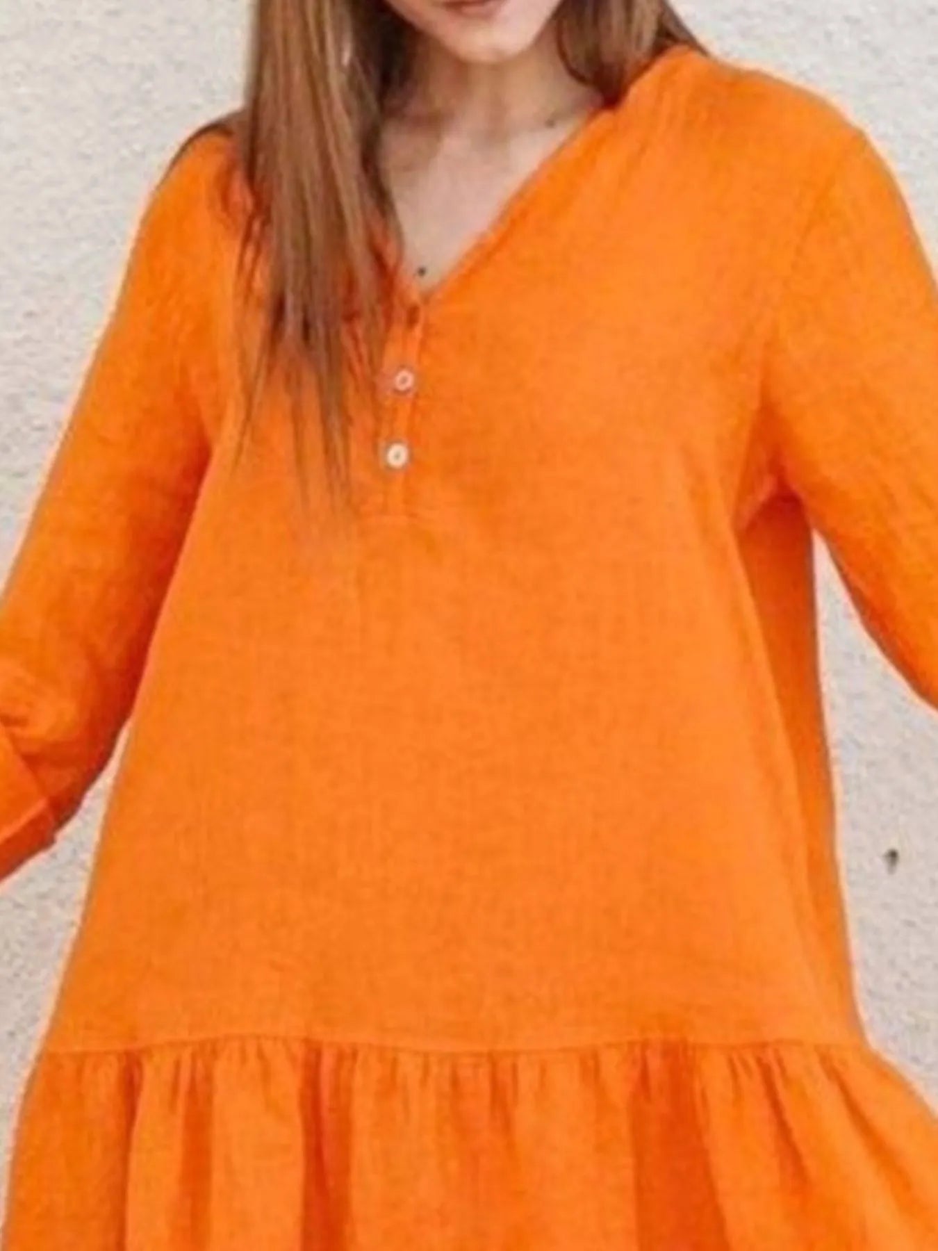 V-Neck Tiered Button Front Dress