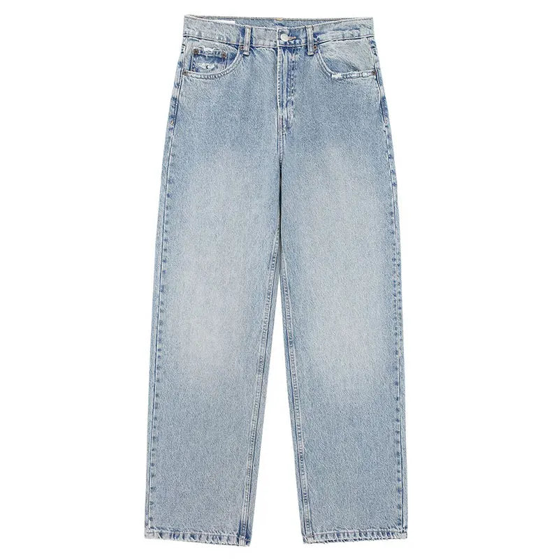 TRAFZA Jeans pour femmes 2024 Denim solide ample fermeture éclair braguette femme trou pantalon poches sauvage basique trajet femme jambe large pantalon long