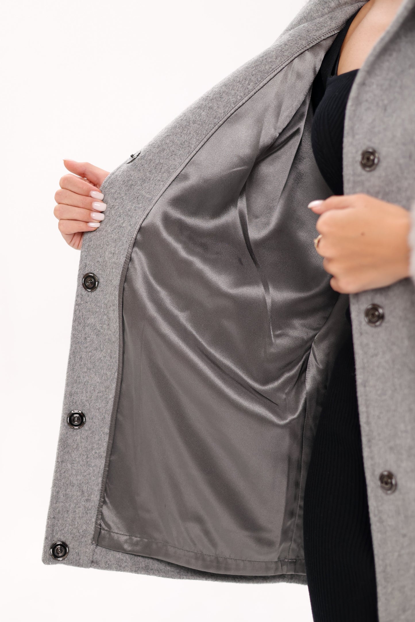 Manteau en véritable fourrure de vison et laine vierge