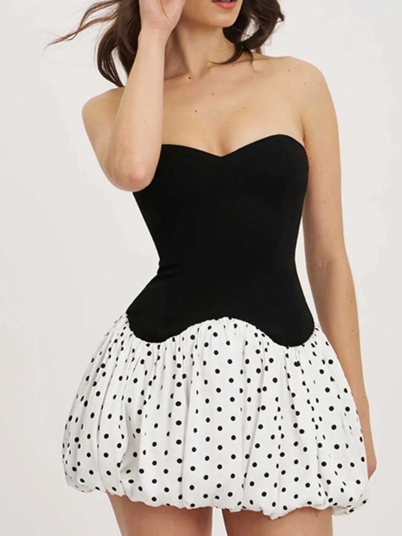 Sweetheart Neck Polka Dot Tube Mini Dress