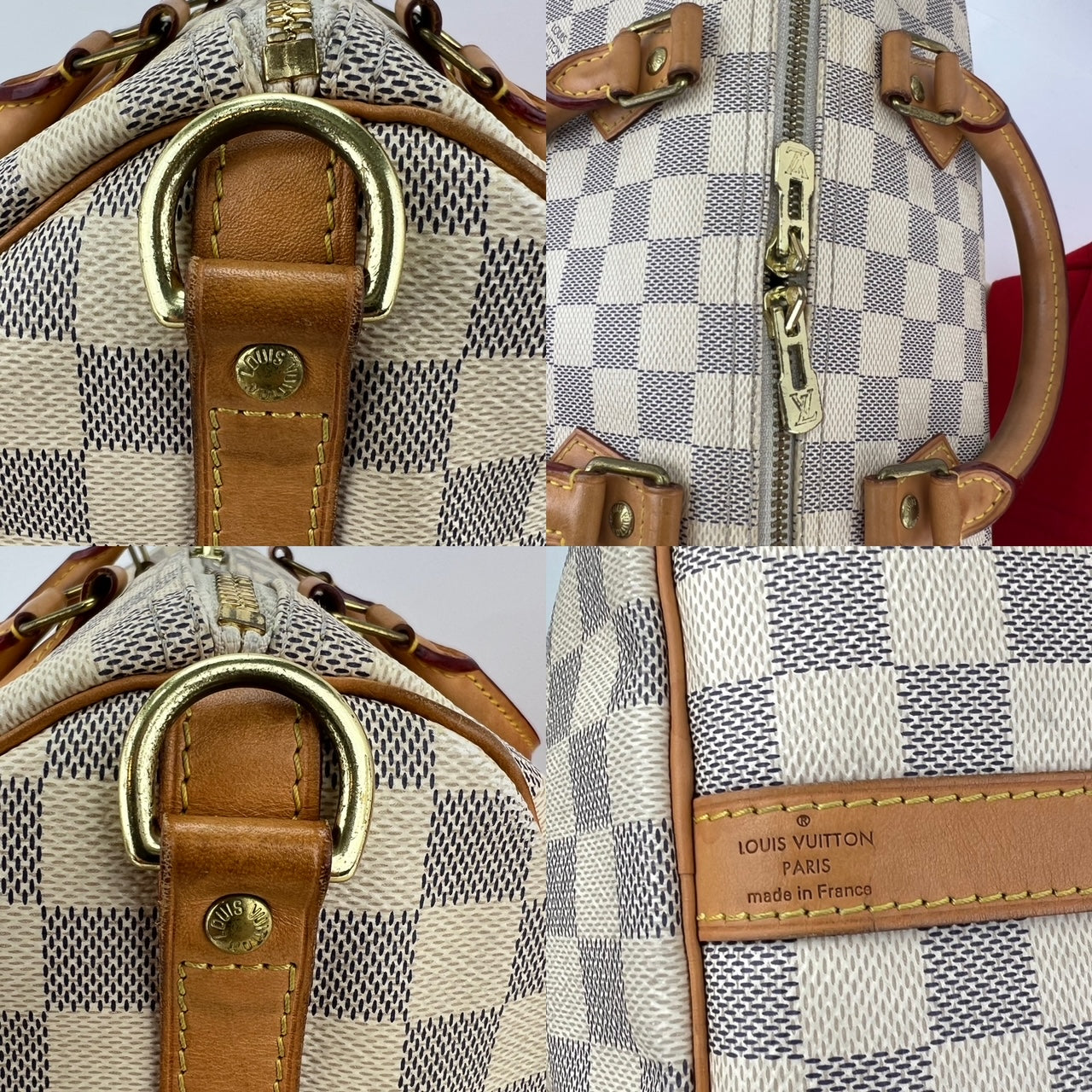 Sac à main Louis Vuitton Speedy Bandouliere 30 Damier Azur, avec insert supplémentaire, d'occasion