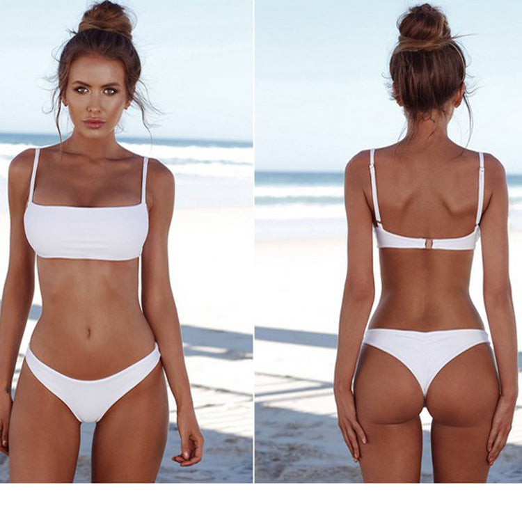 Swimsuit Sexy Split Strap Solid Color Bikini