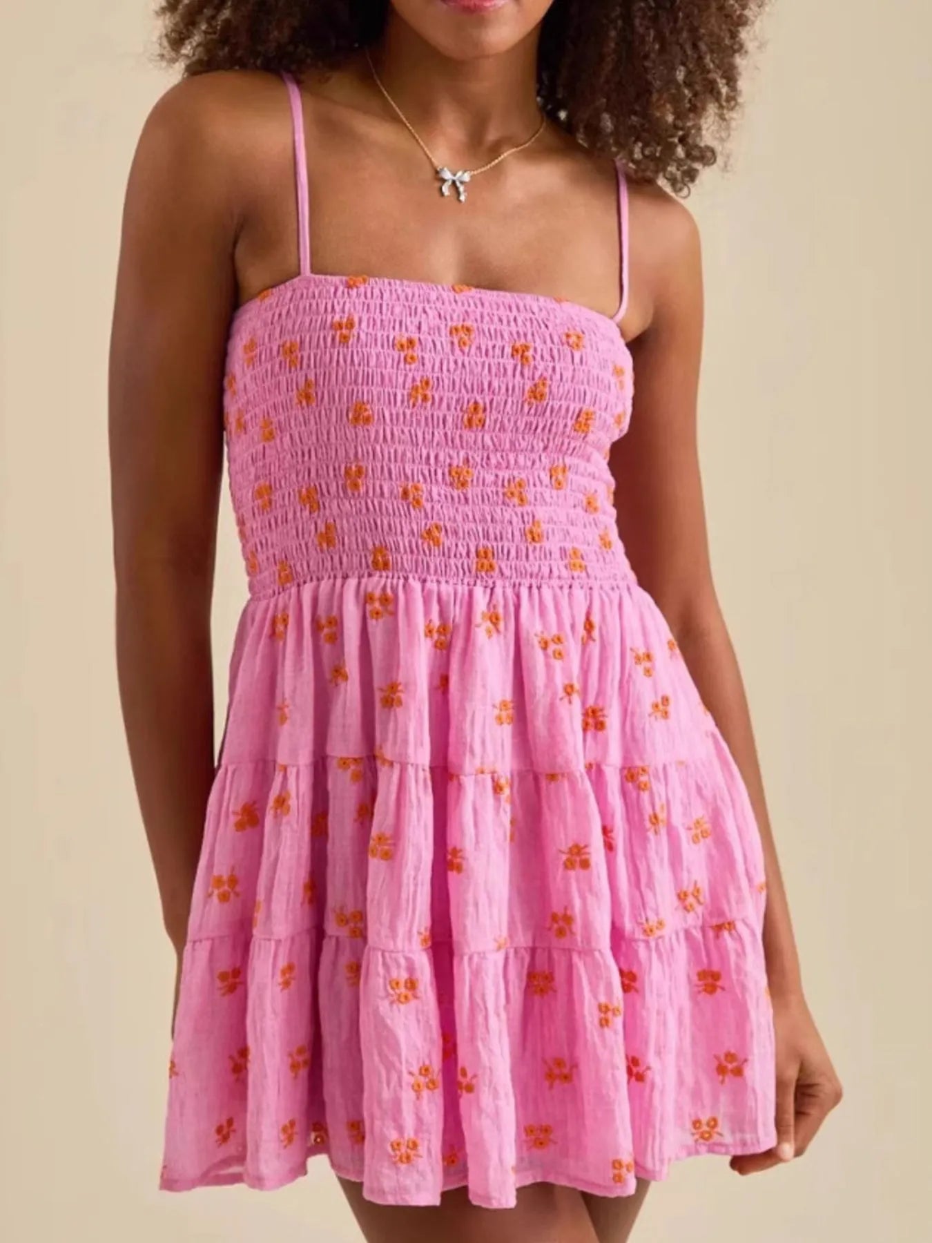 Floral Smocked Tiered Mini Cami Dress