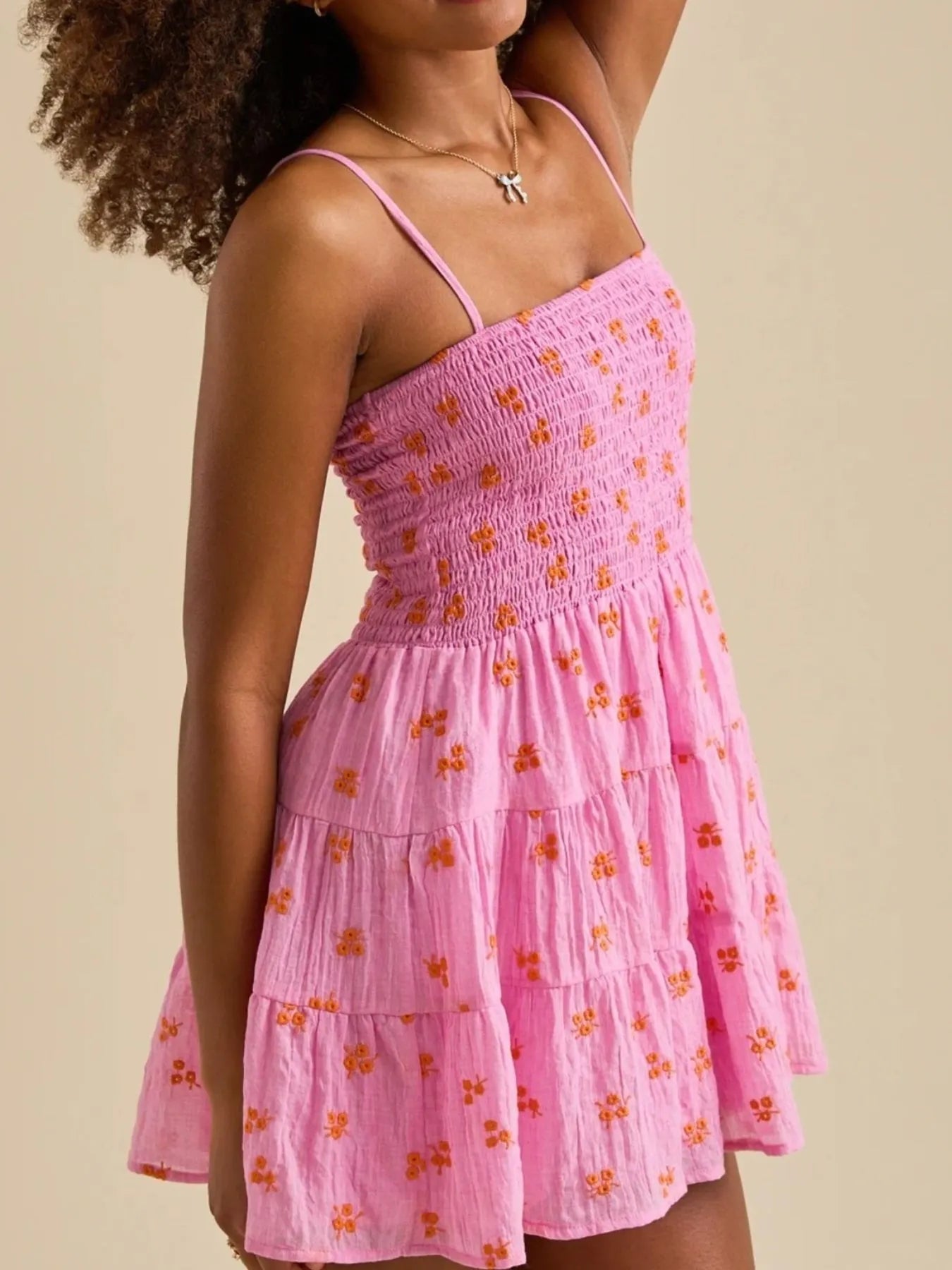 Floral Smocked Tiered Mini Cami Dress