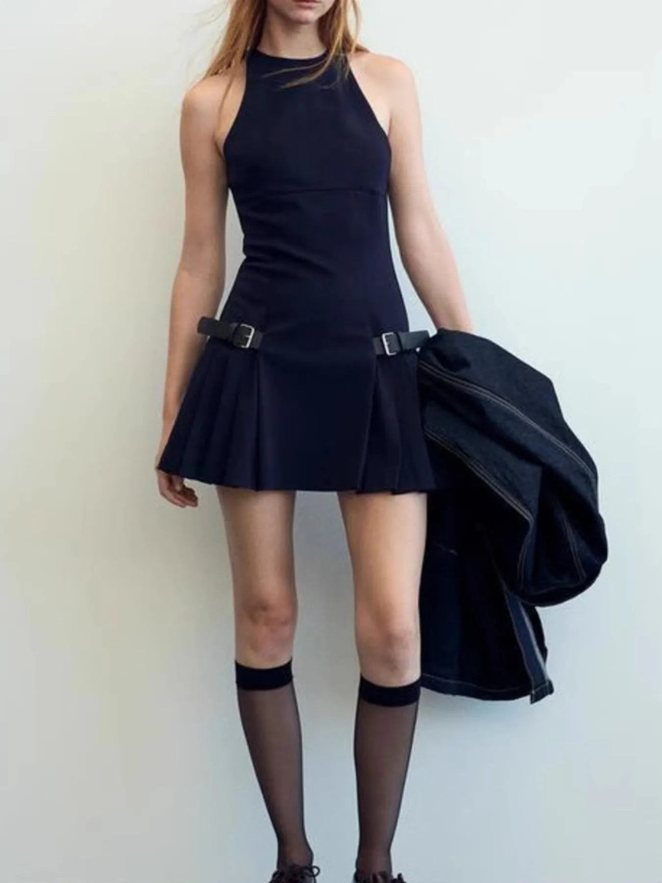 Sleeveless Halter Neck Mini Dress
