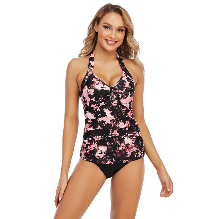 Bikini Swimsuit Sexy Swimsuit Gradient Print Halter Split Swimsuit Women