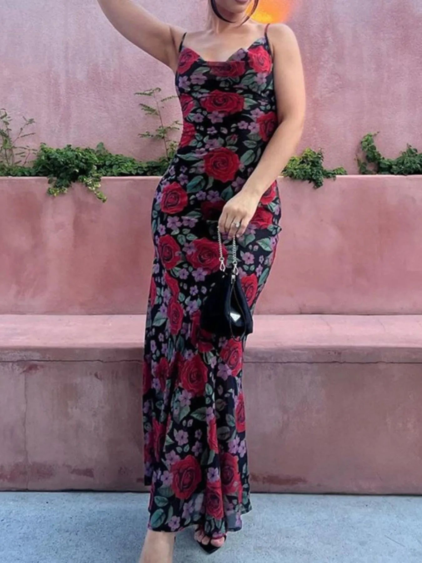 Floral Print Bodycon Maxi Dress