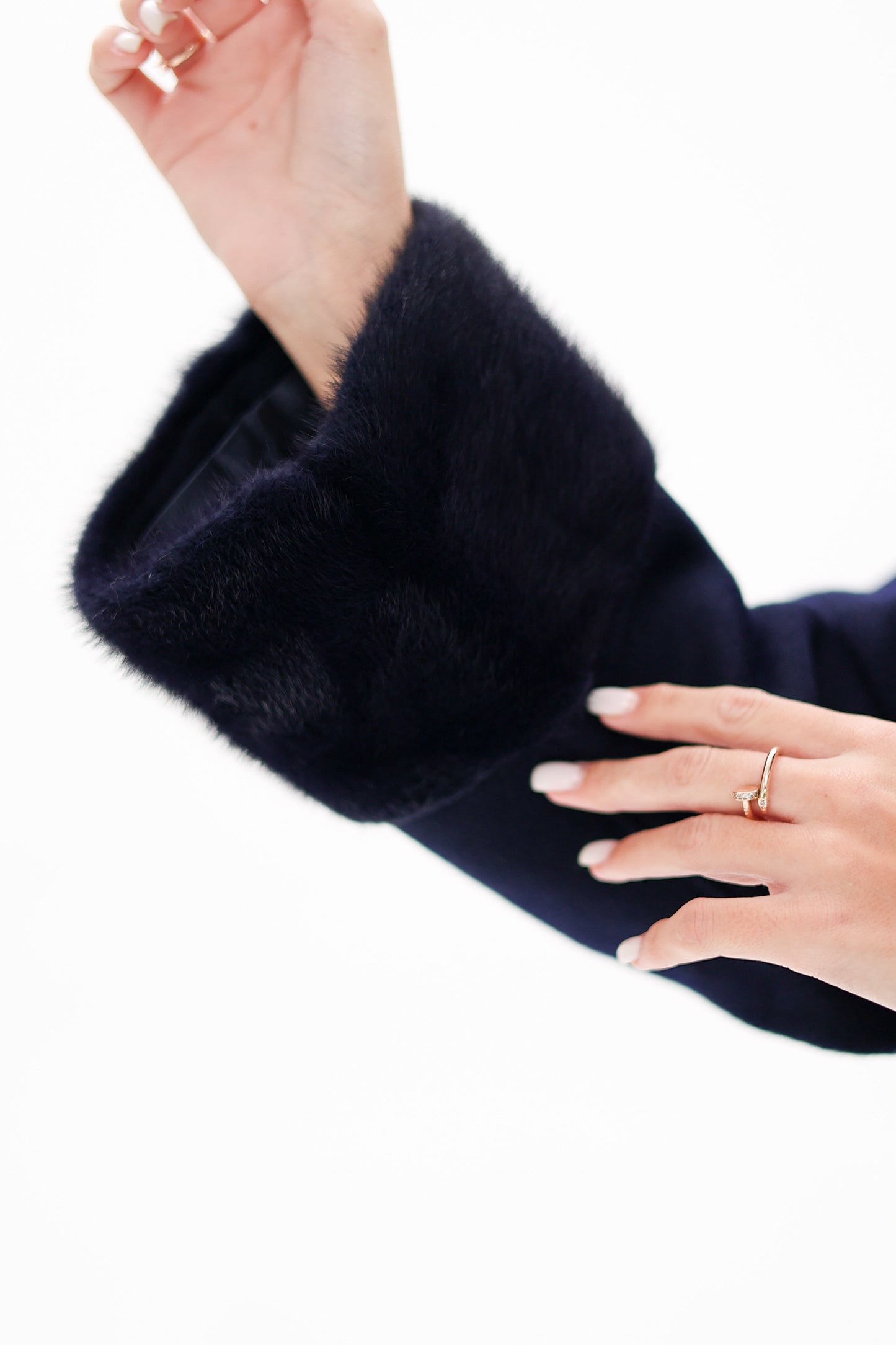 Manteau en véritable fourrure de vison et laine vierge