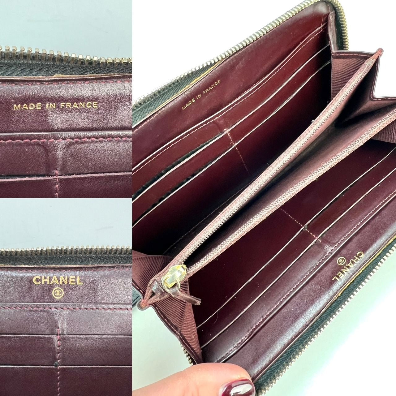 Chanel Caviar Quilted Large Gusset Zip Around Black Wallet