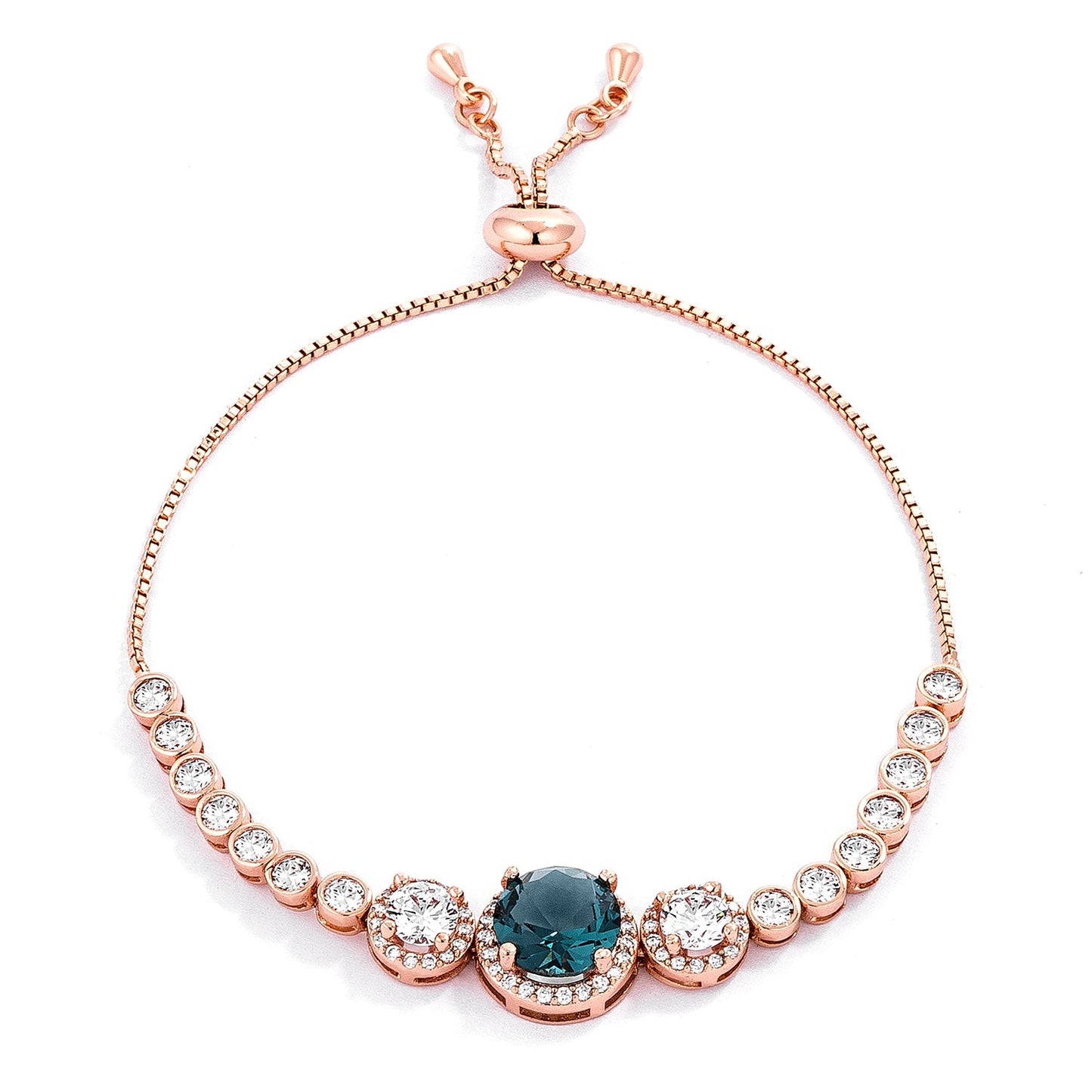 Adjustable Plated Graduated CZ Bolo Style Tennis Bracelet
