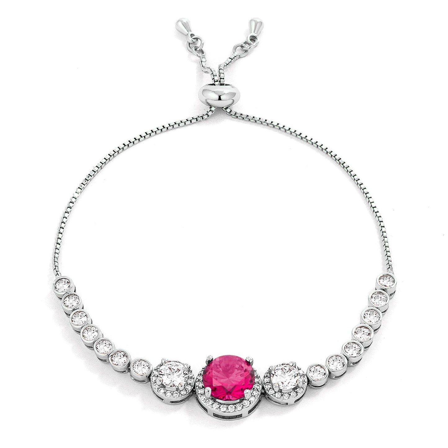 Adjustable Plated Graduated CZ Bolo Style Tennis Bracelet