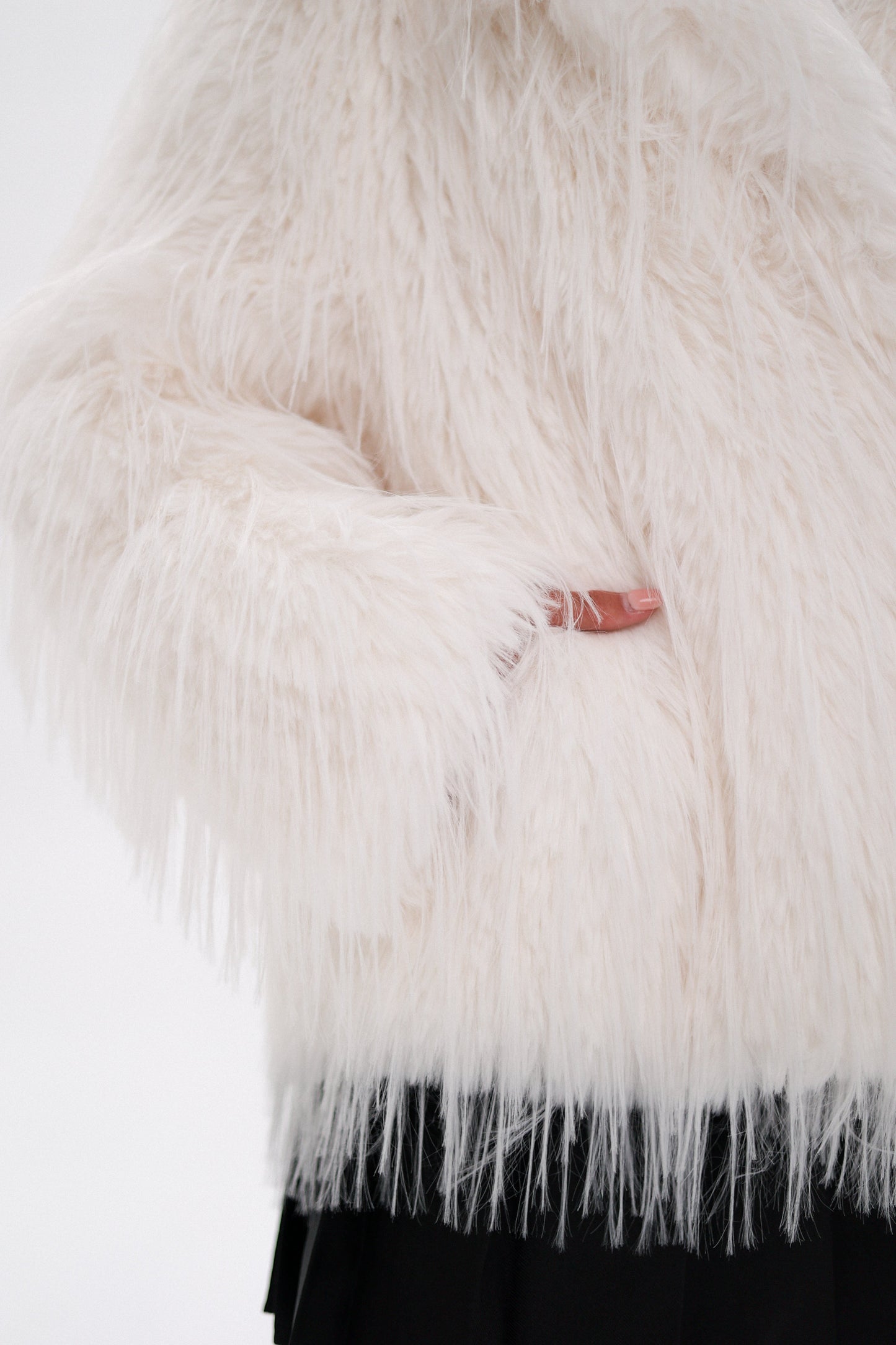 Manteau en laine mélangée de luxe en fausse autruche