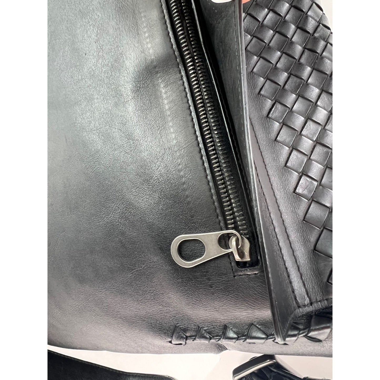 Bottega Veneta Intrecciato Black Leather Messenger Bag