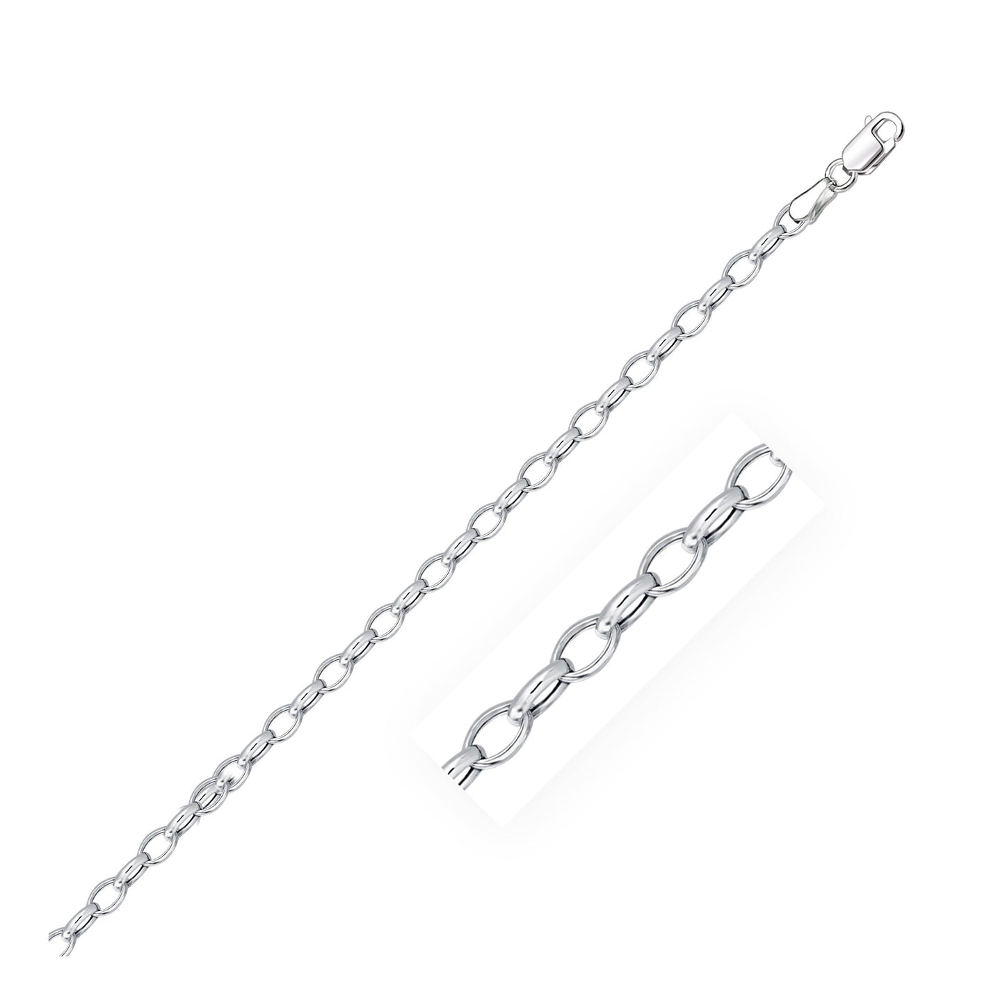 14k White Gold Oval Rolo Bracelet (3.20 mm)