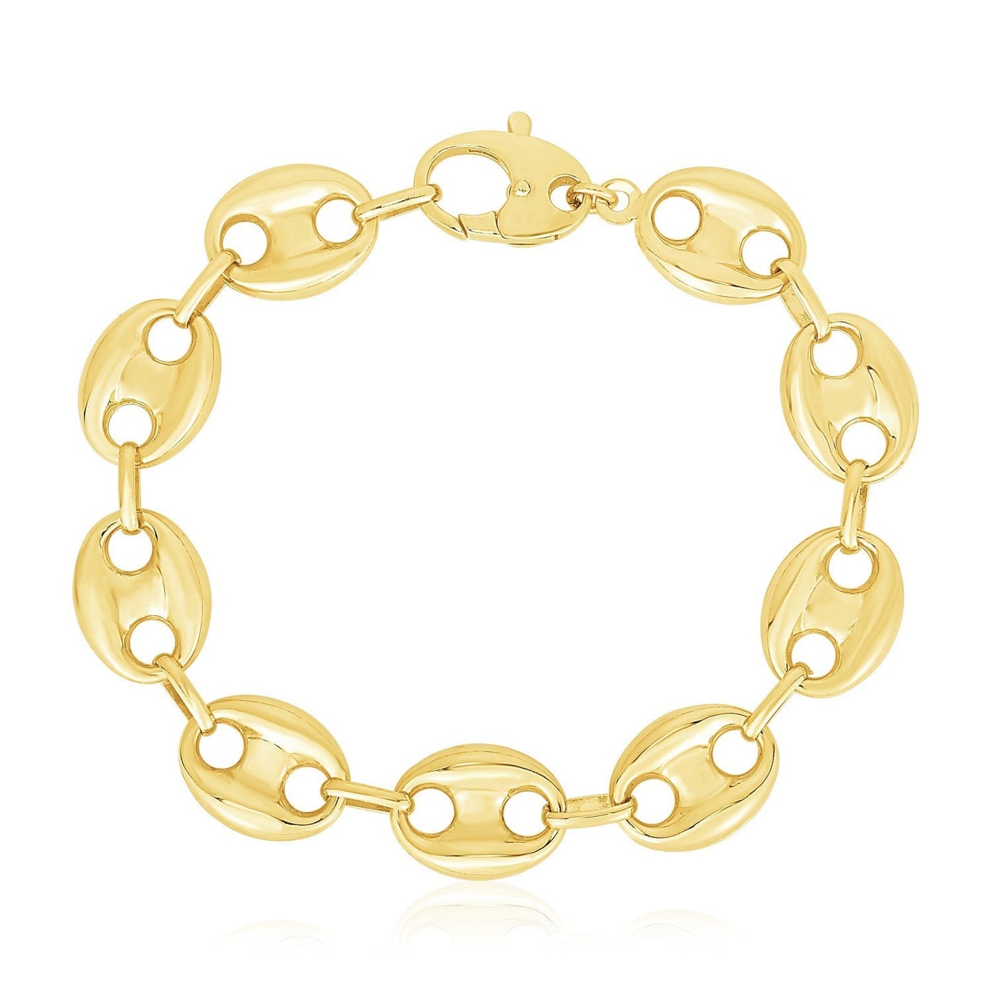 14k Yellow Gold High Polish Lite Puffed Mariner Link Bracelet (15.00 mm)