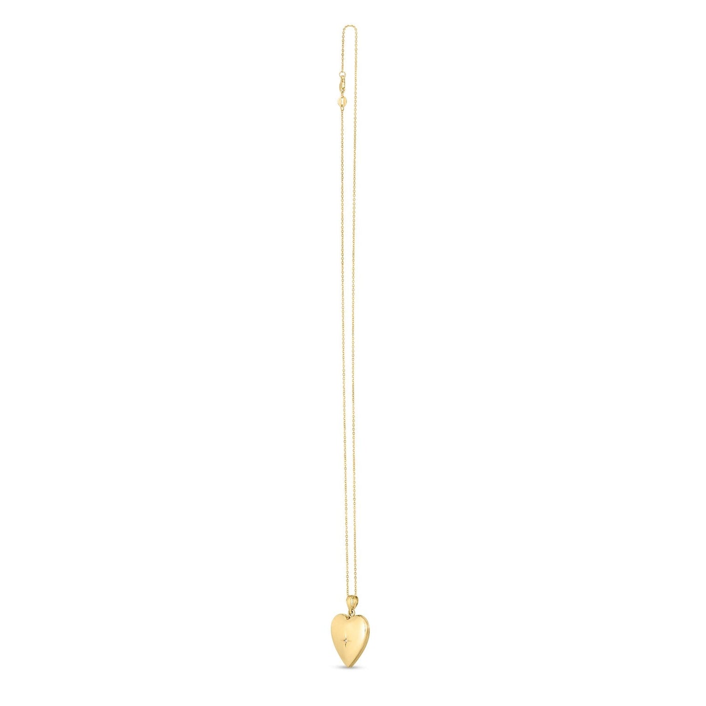 14k Yellow Gold Diamond Heart Locket Necklace