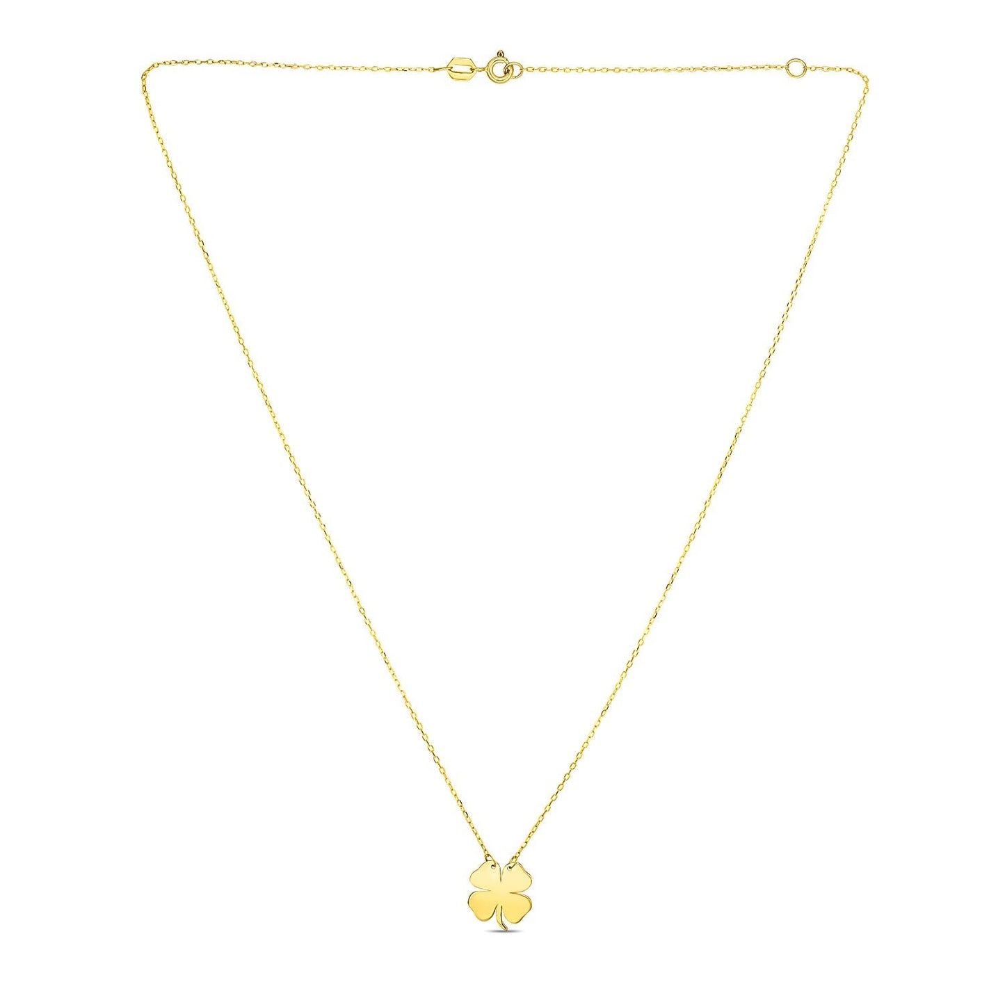 14K Yellow Gold Four Leaf Clover Necklace