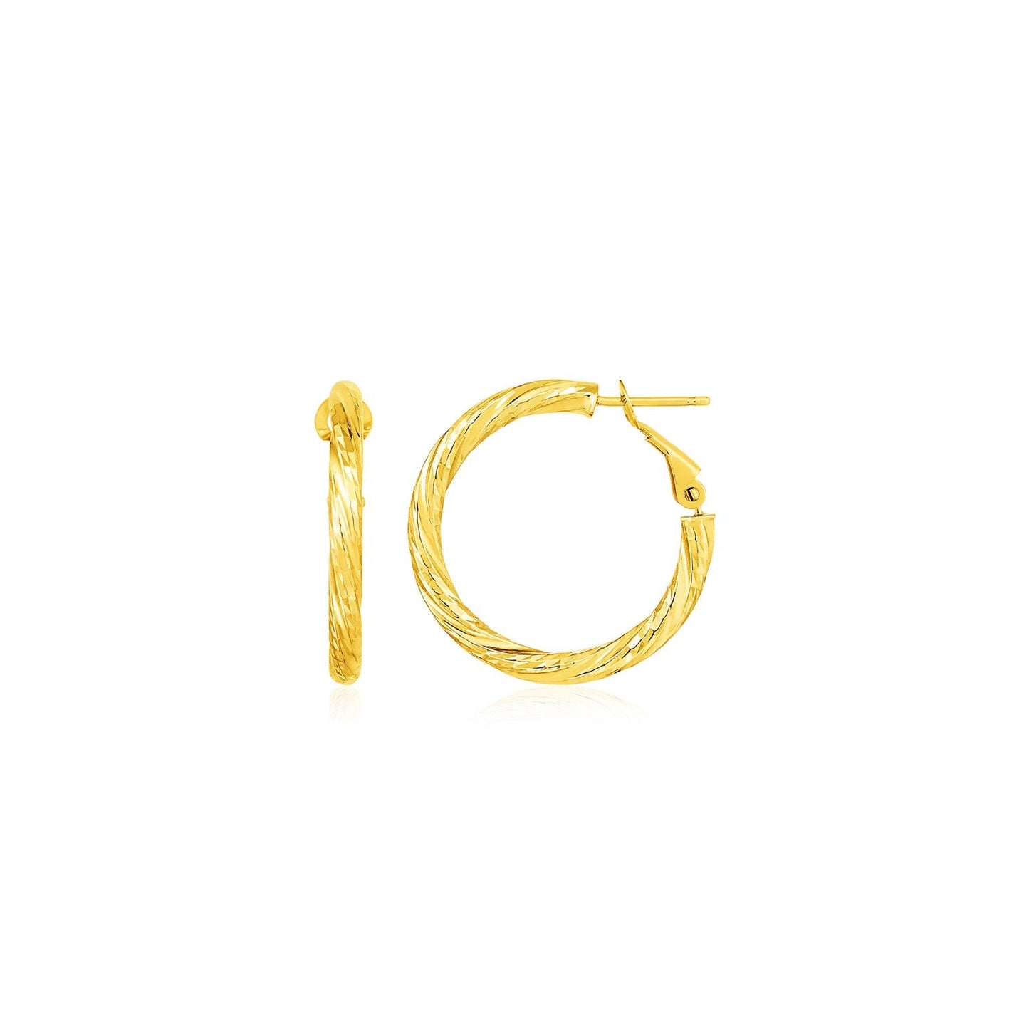 14 k Yellow Gold Petite Twisted Round Hoop Earrings