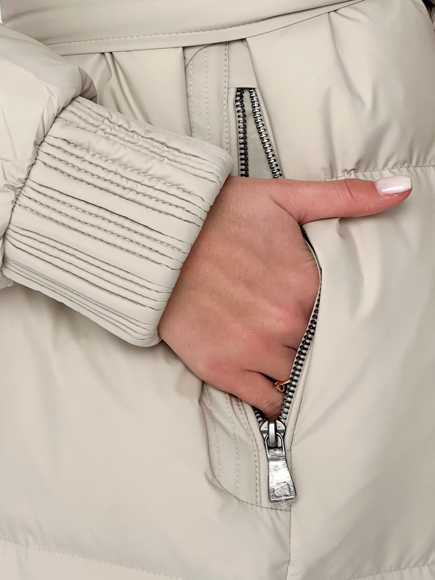 Manteau Alice en duvet de renard argenté véritable