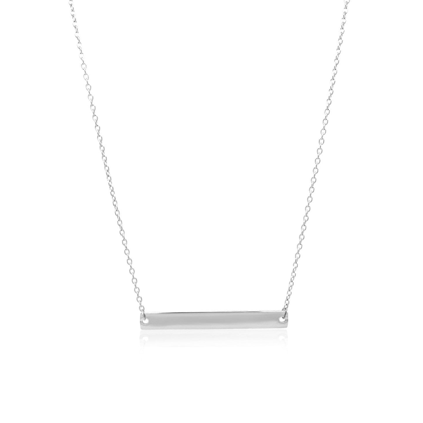 14k White Gold Smooth Flat Horizontal Bar Style Necklace