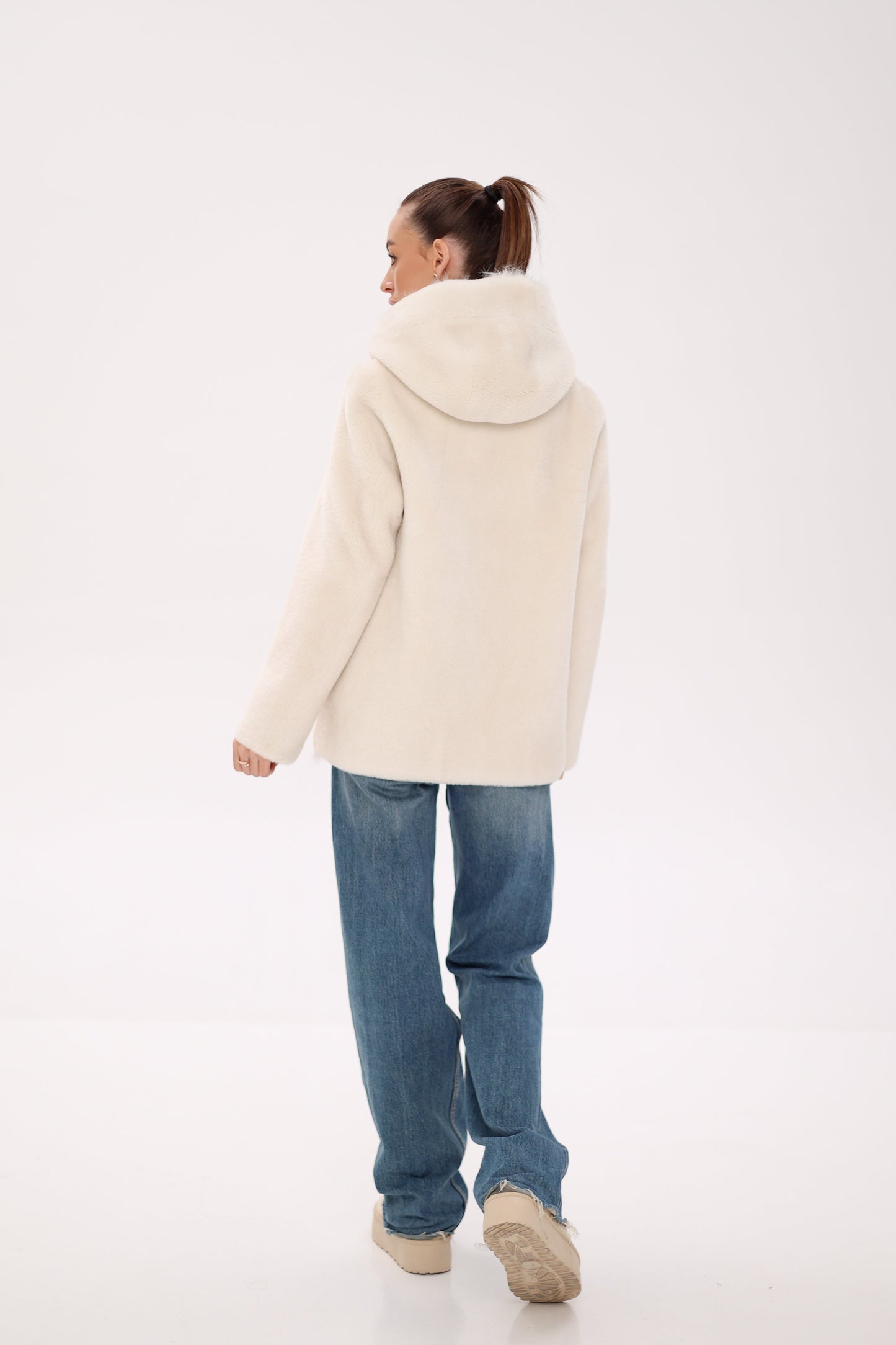 ⇆ Reversible Hooded Wool Blend Jacket